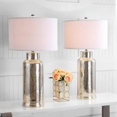 Cylinder Bottle Glass Table Lamp (Set of 2), Smoke, large