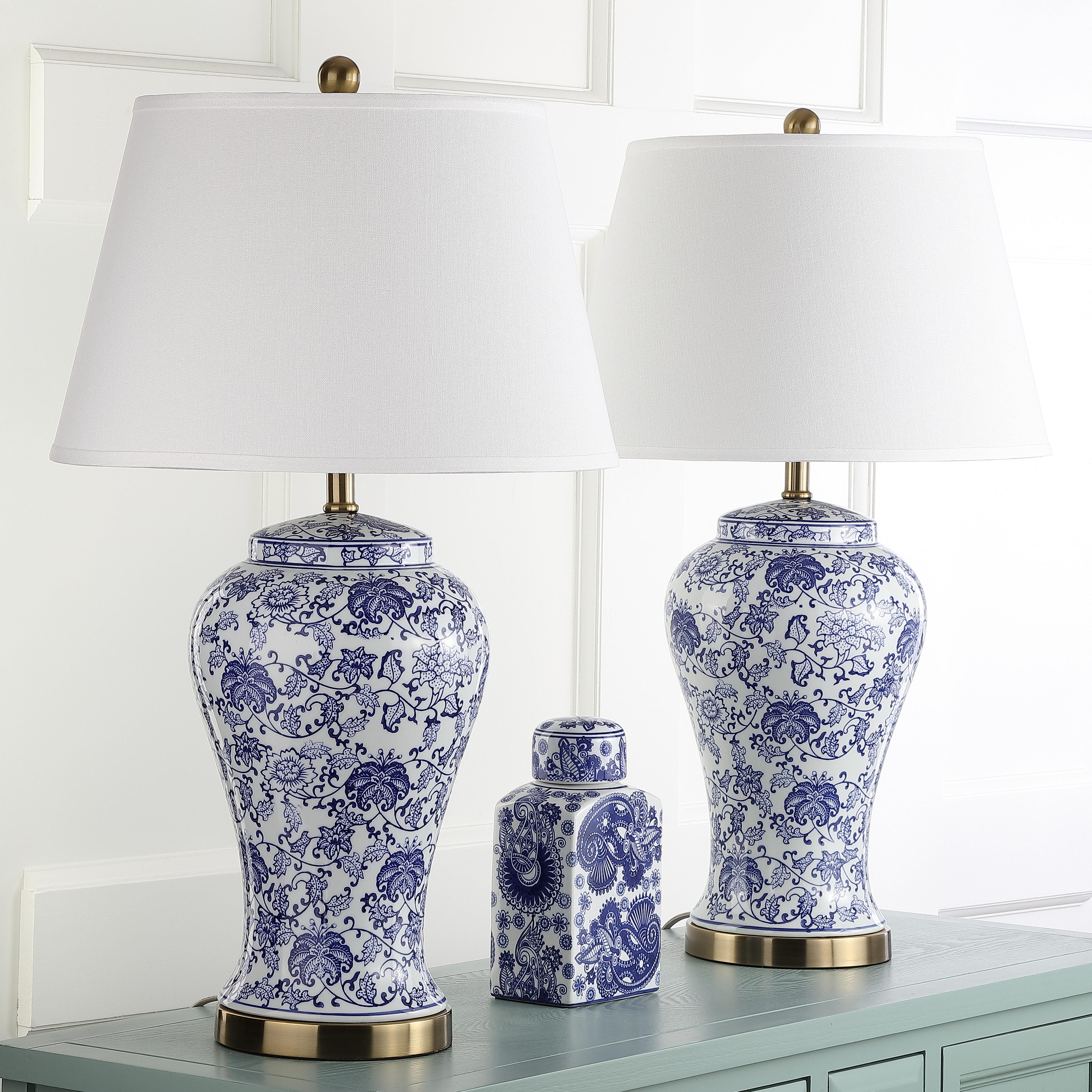 Spring Blossom Table Lamp (Set of 2), White/Navy, rollover
