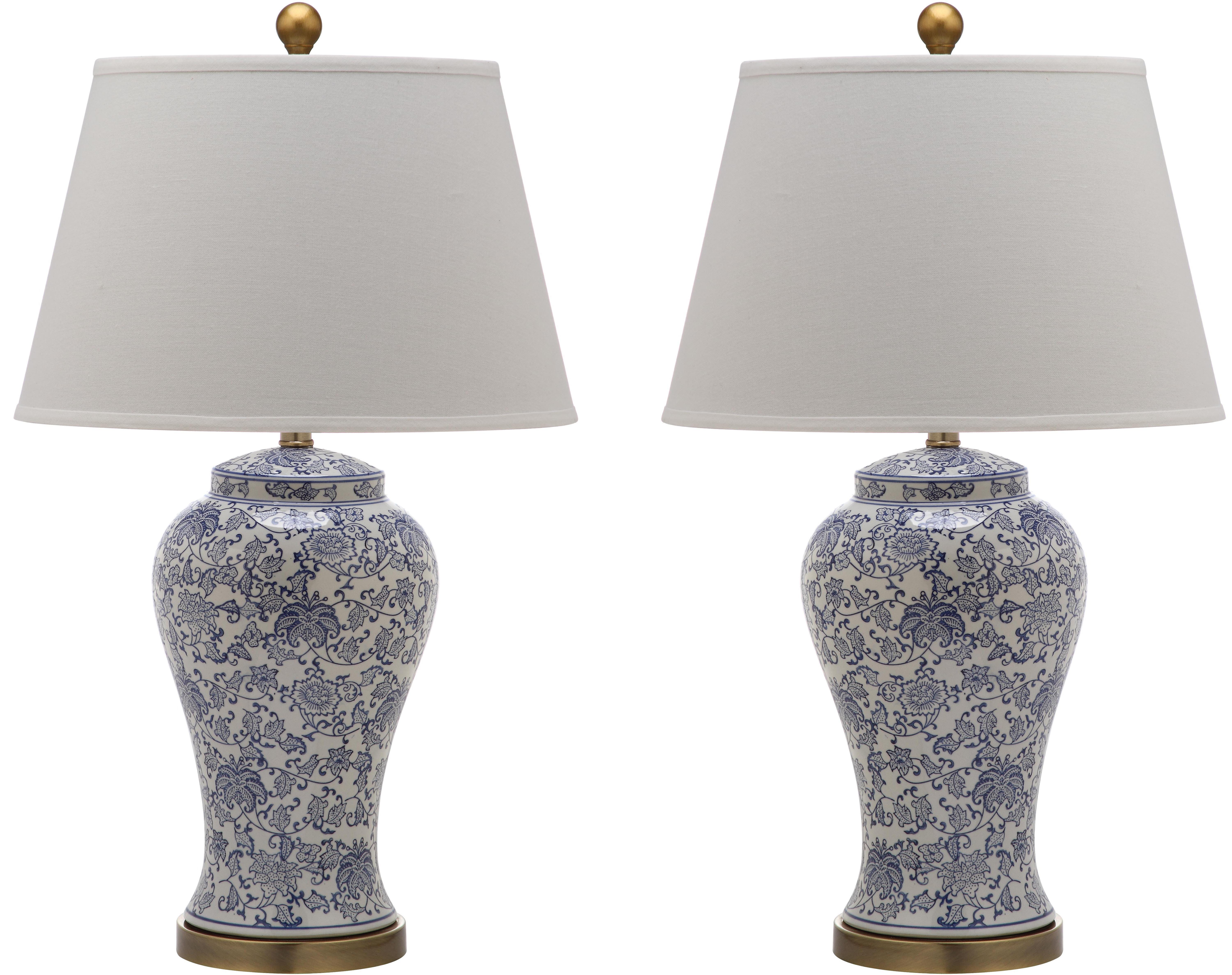 Spring Blossom Table Lamp (Set of 2), White/Navy, large