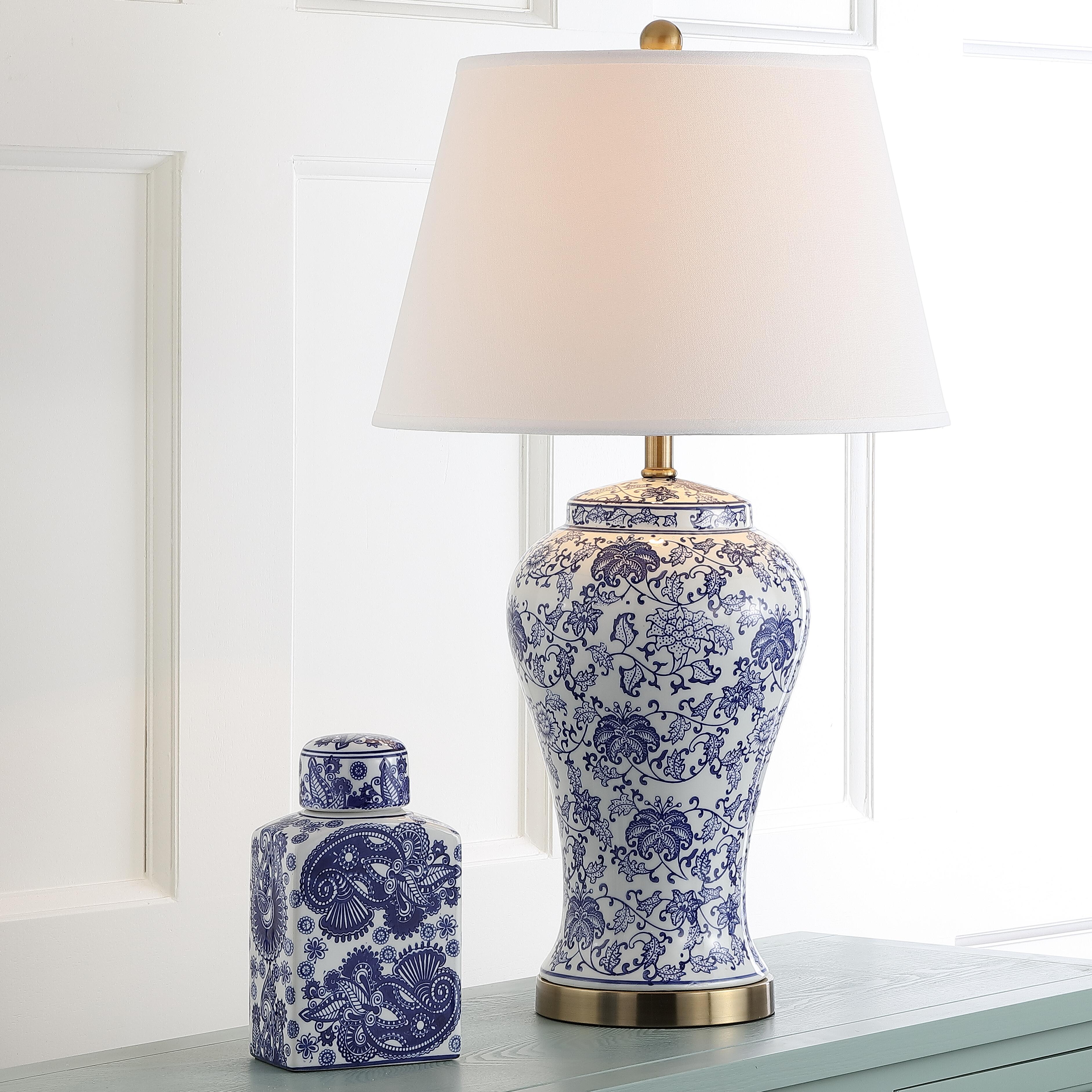 Spring Blossom Table Lamp (Set of 2), White/Navy, large