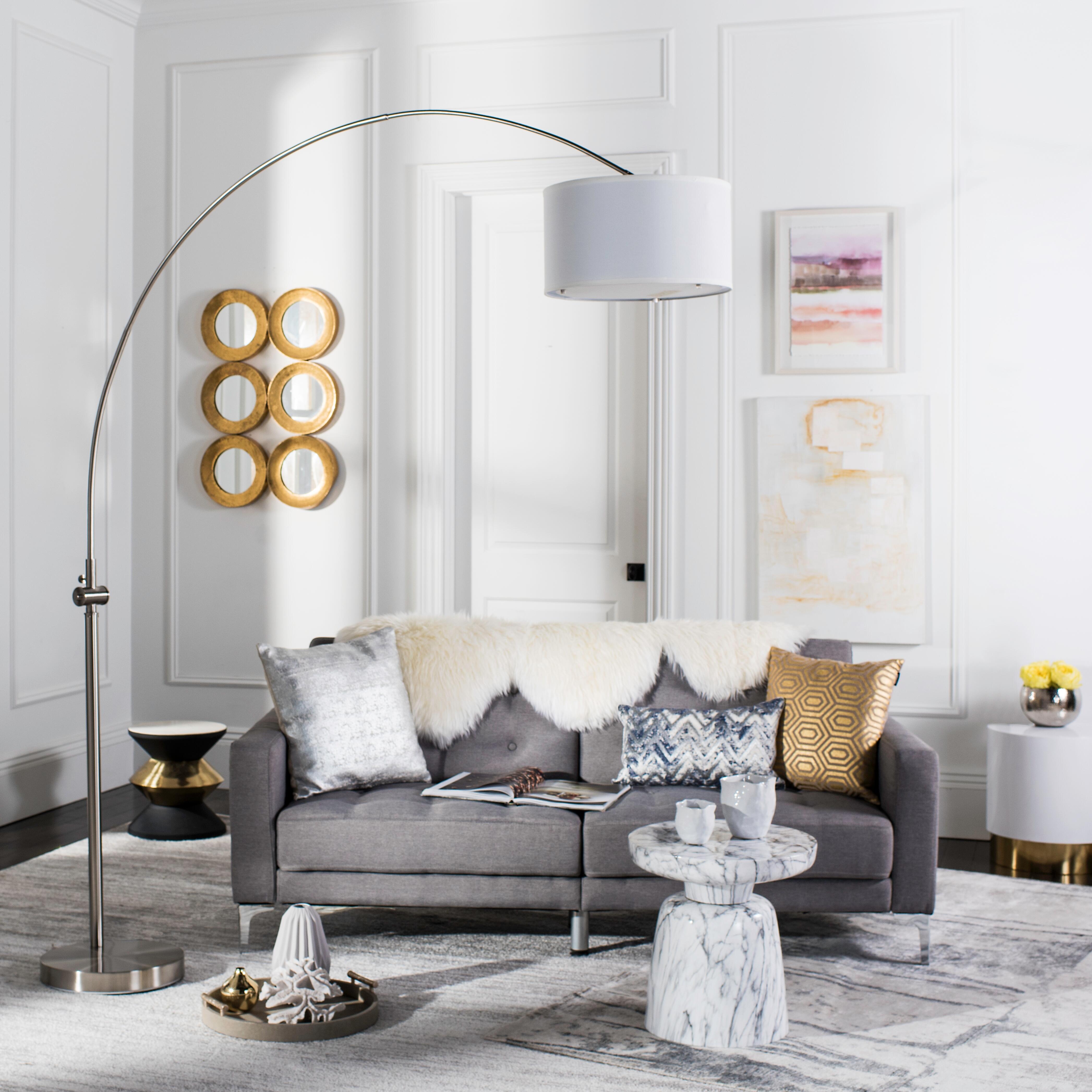 Nickel Finish Arc 84" Floor Lamp, , large