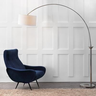 Nickel Finish Arc 84" Floor Lamp, , large