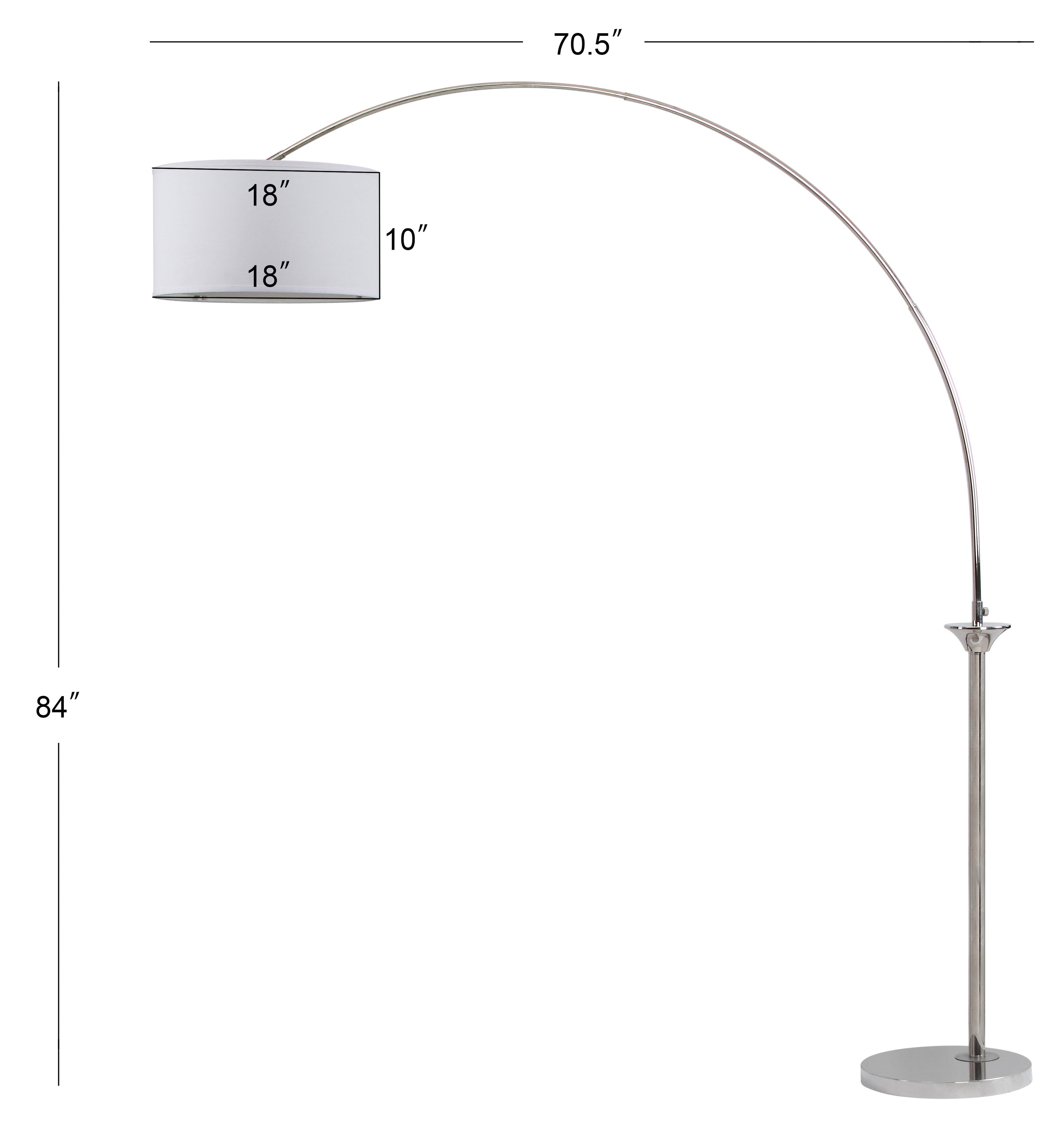 Nickel Finish Arc 84" Floor Lamp, , large