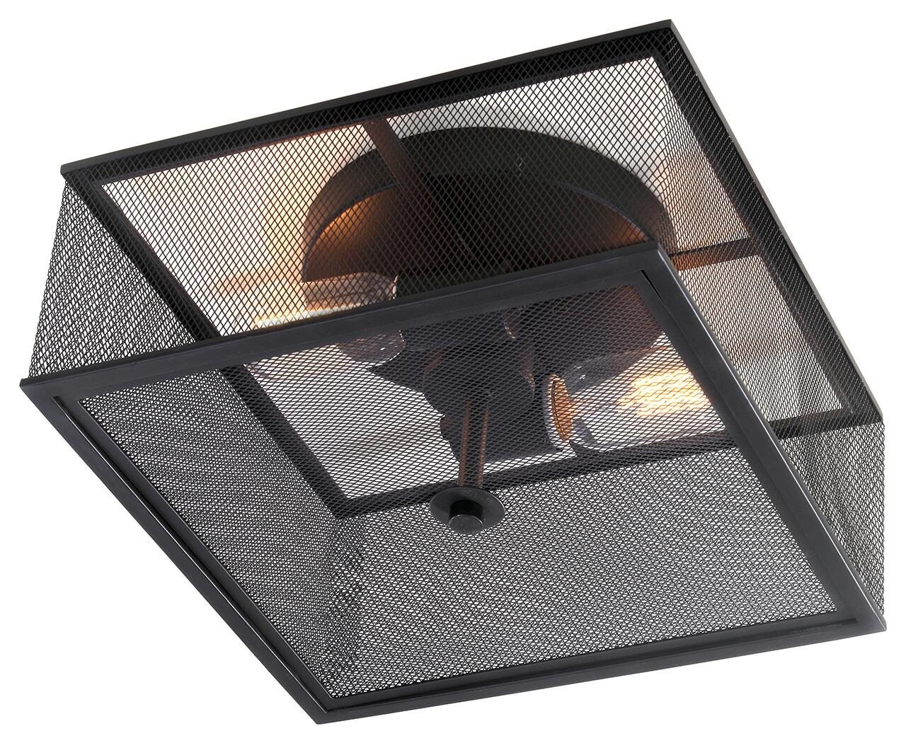 Black Finish Industrial 12" Flush Mount Pendant Light, , large