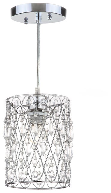 Safavieh 23.75" Pendant Light, Chrome Finish/Transparent