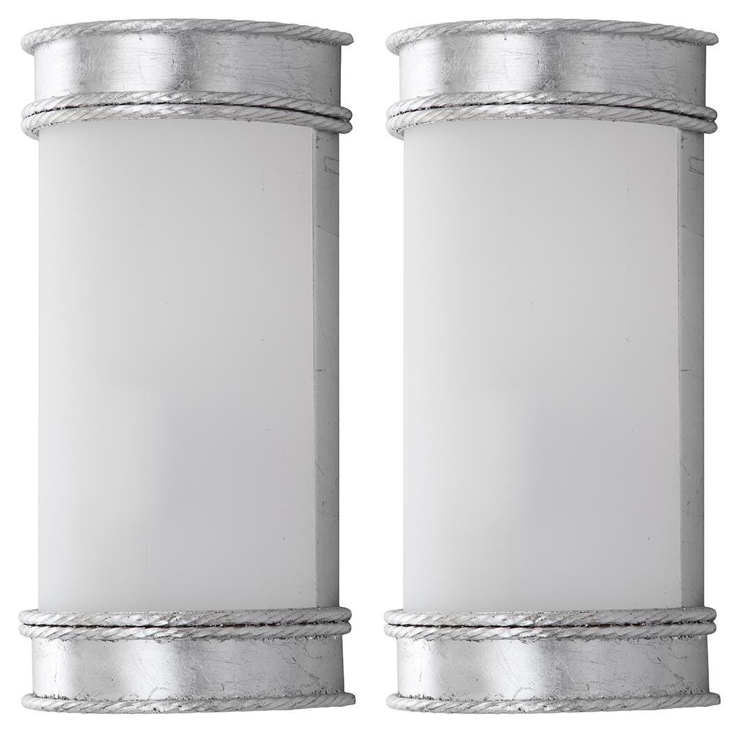 Silver Finish Art Deco 12" Wall Sconce (Set of 2), Silver Finish, large