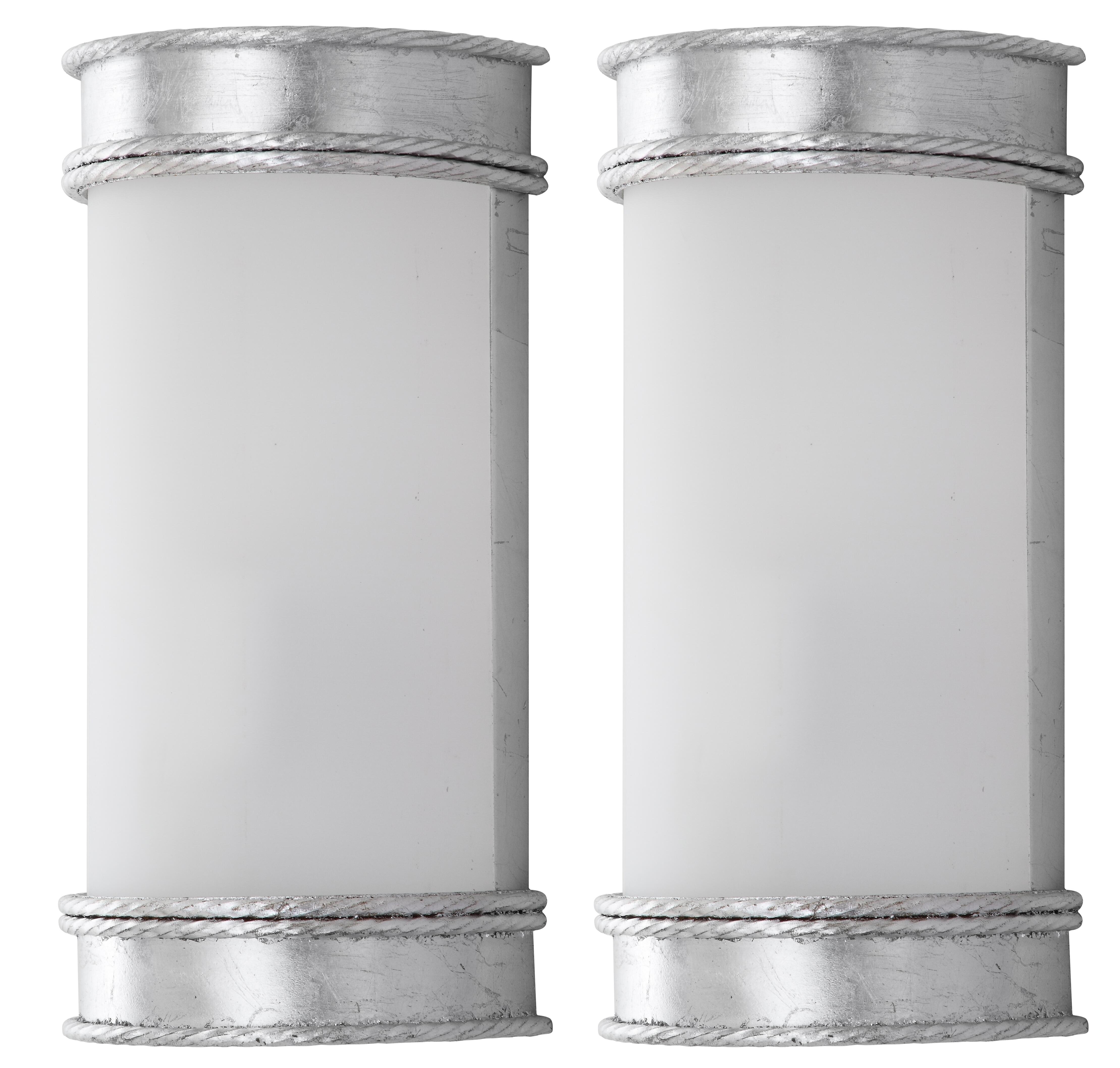 Silver Finish Art Deco 12" Wall Sconce (Set of 2), Silver Finish, large