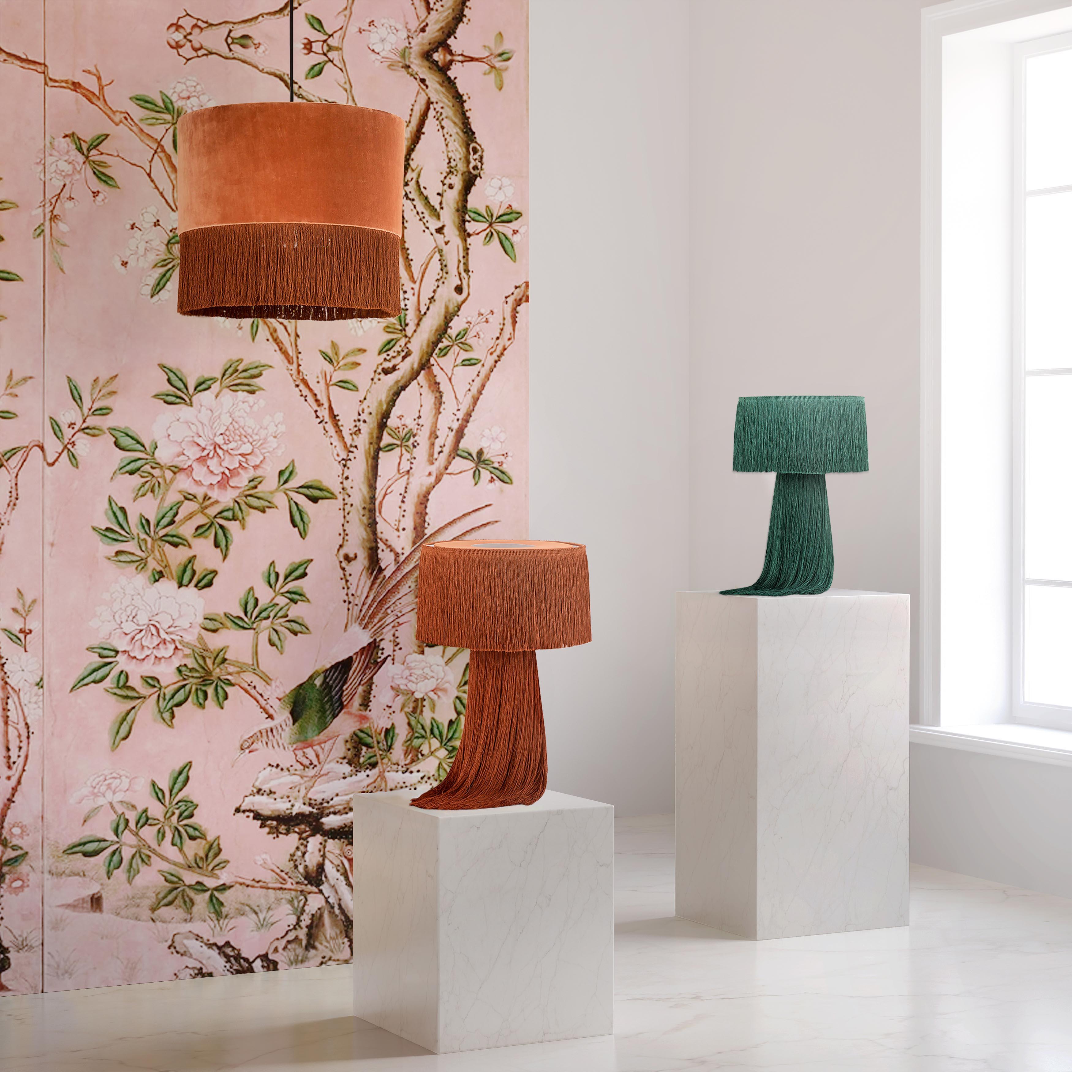 TOV Atolla Brick Tassel Table Lamp, Red, rollover