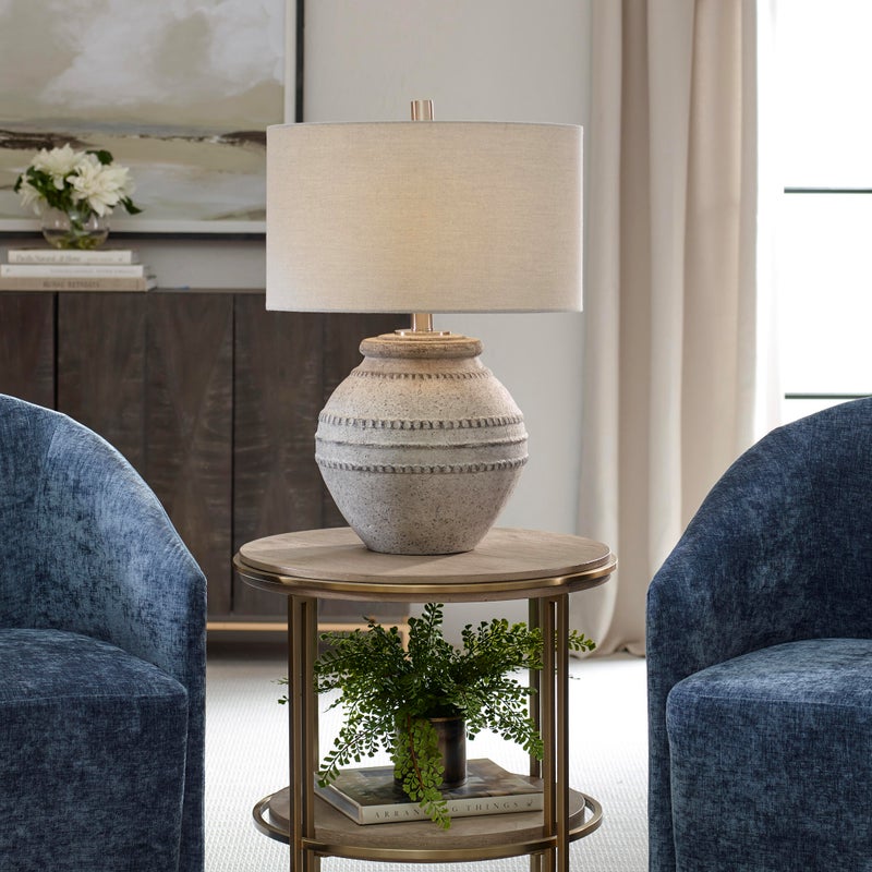 Ashley Luxe Ceramic Vessel Table Lamp, White