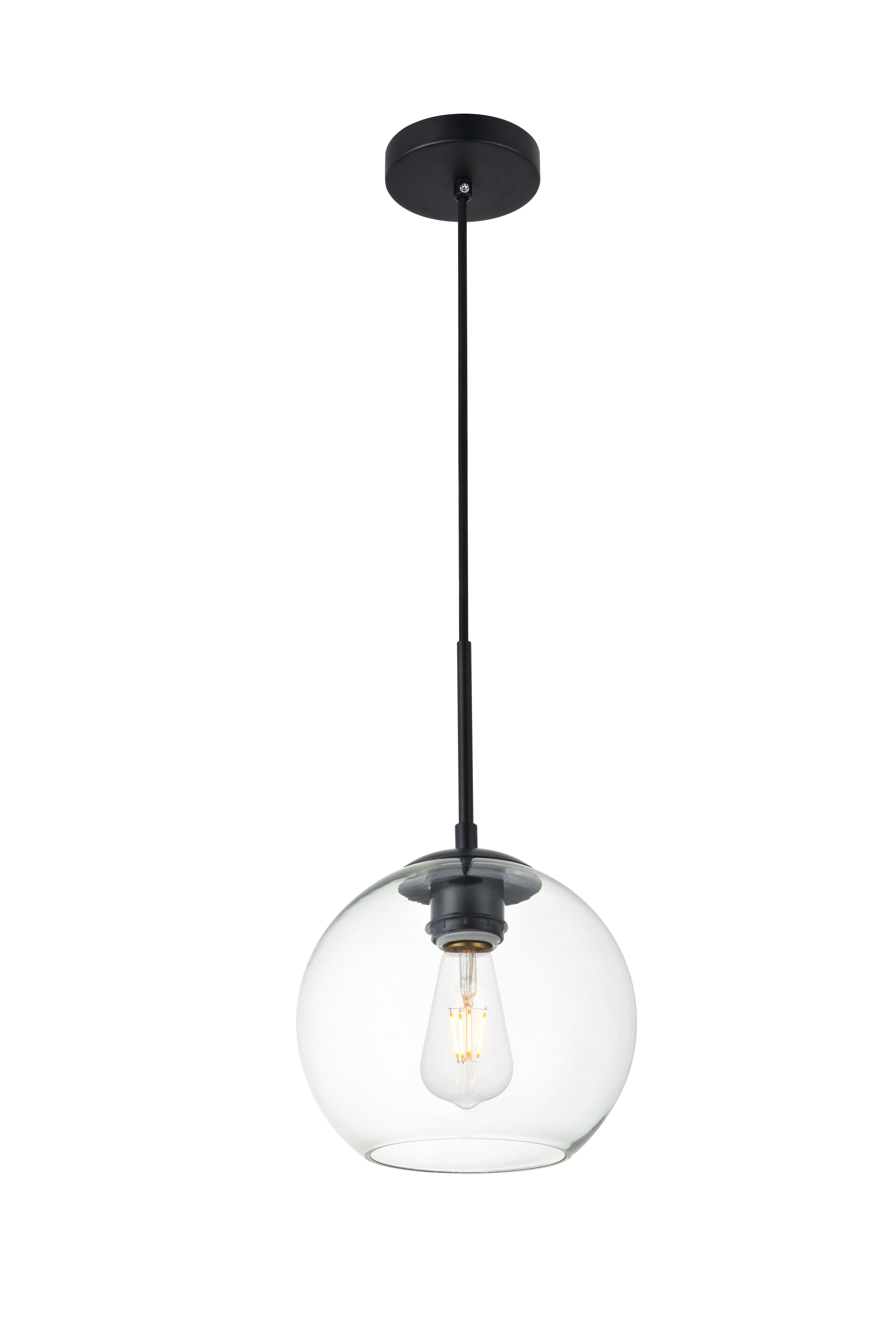 Living District Baxter 1 Light Black Pendant With Clear Glass, Black/Clear, large