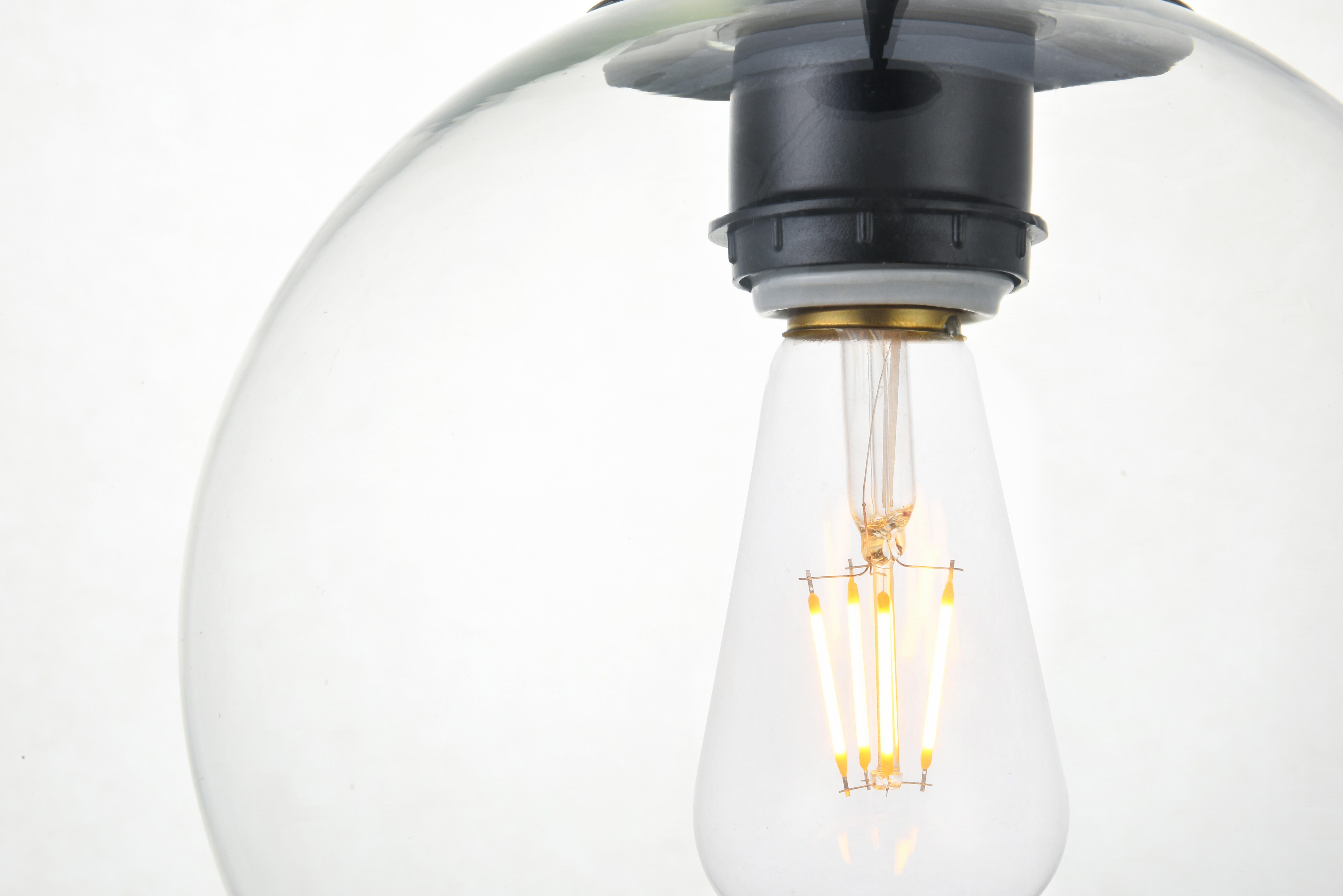 Living District Baxter 1 Light Black Pendant With Clear Glass, Black/Clear, large