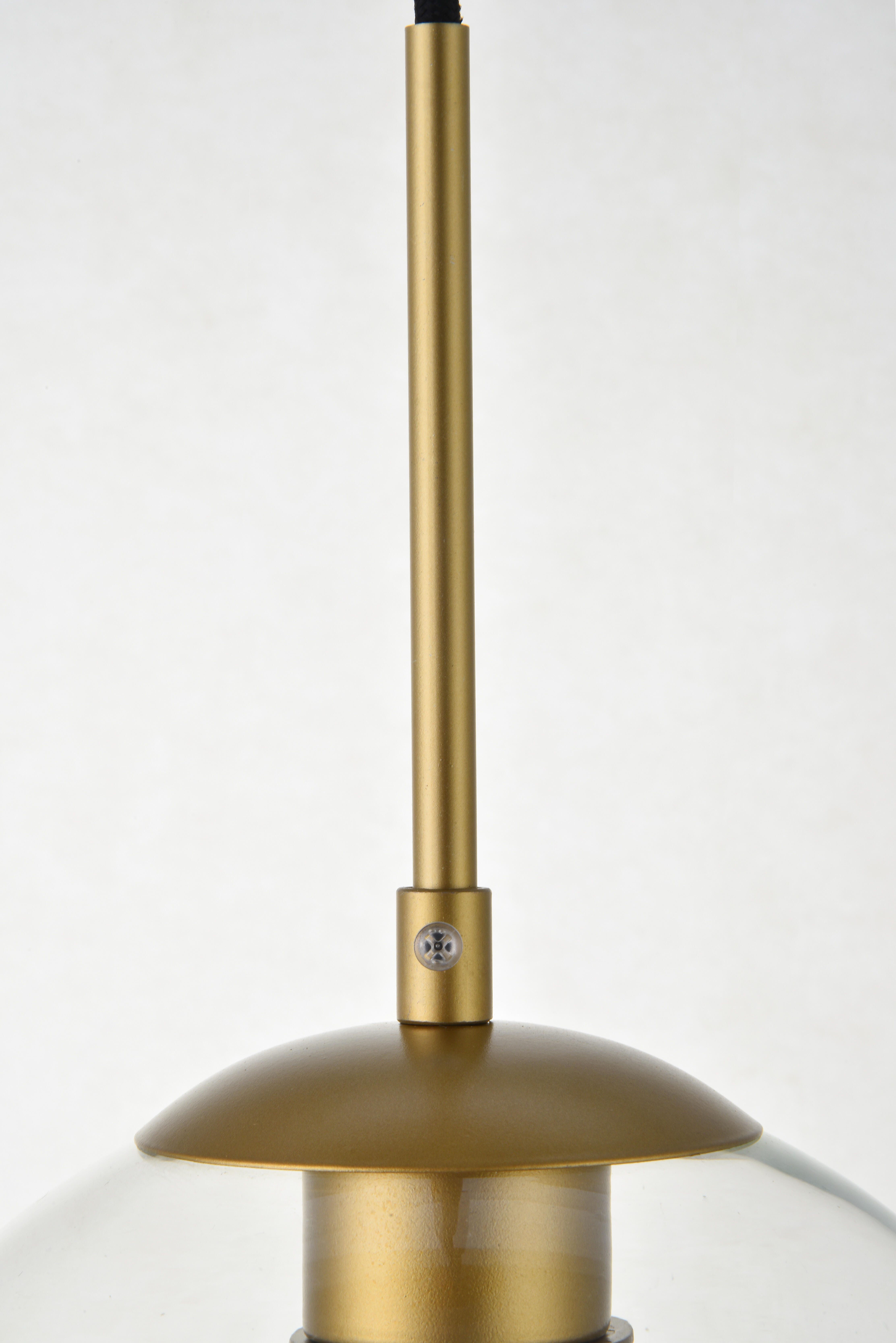 Living District Baxter 1 Light Brass Pendant With Clear Glass, Brass/Clear, large