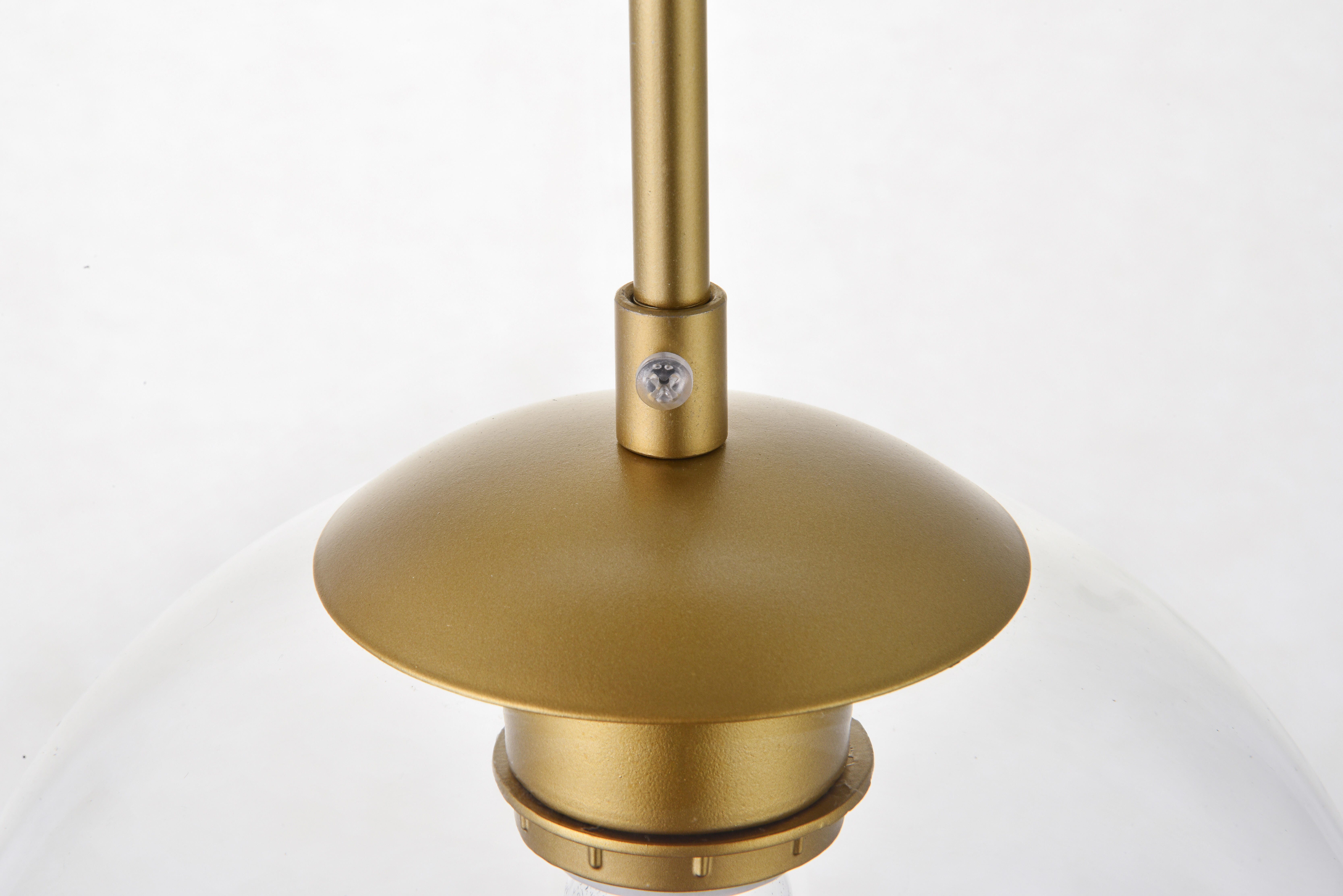 Living District Baxter 1 Light Brass Pendant With Clear Glass, Brass/Clear, large
