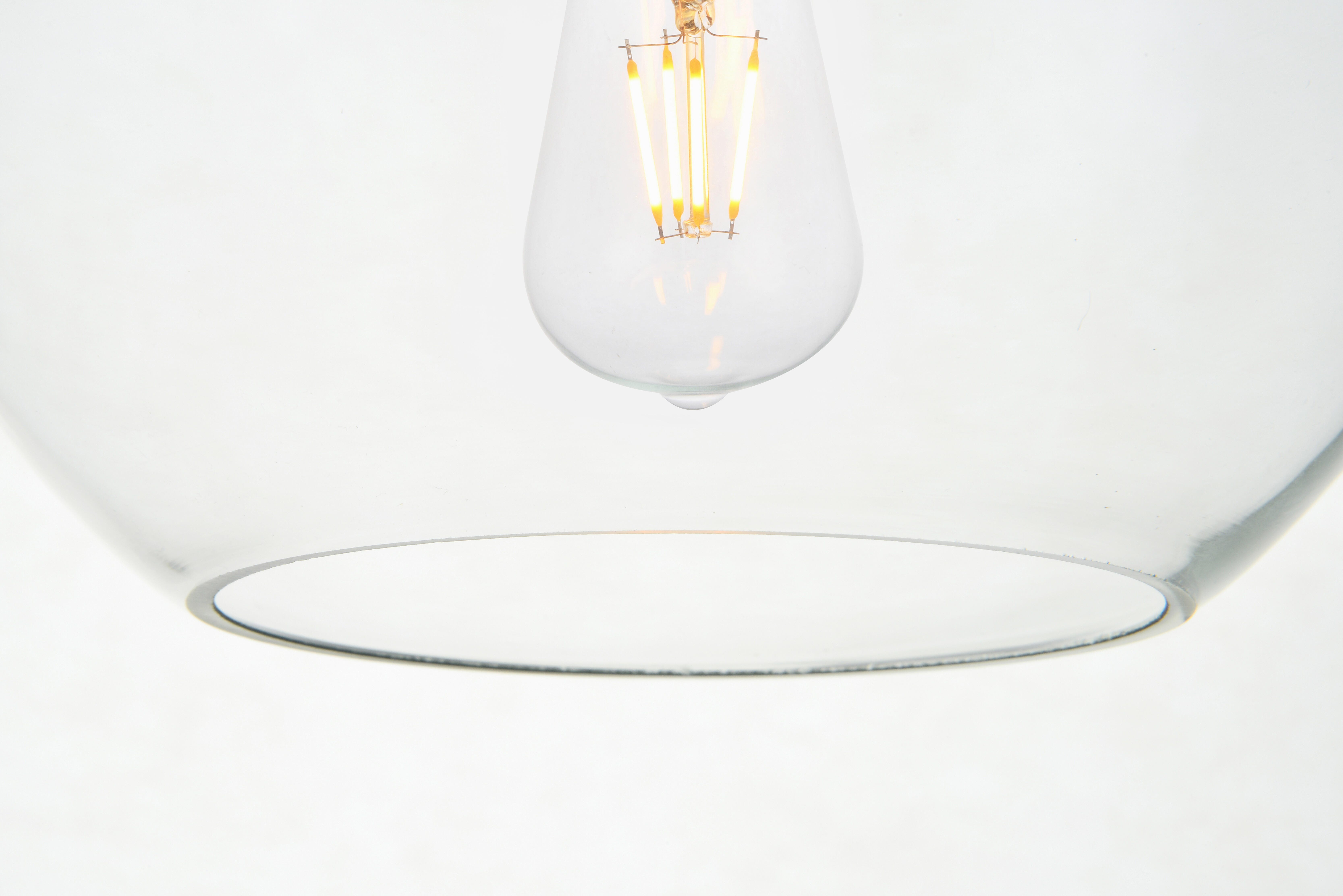 Living District Baxter 1 Light Brass Pendant With Clear Glass, Brass/Clear, large