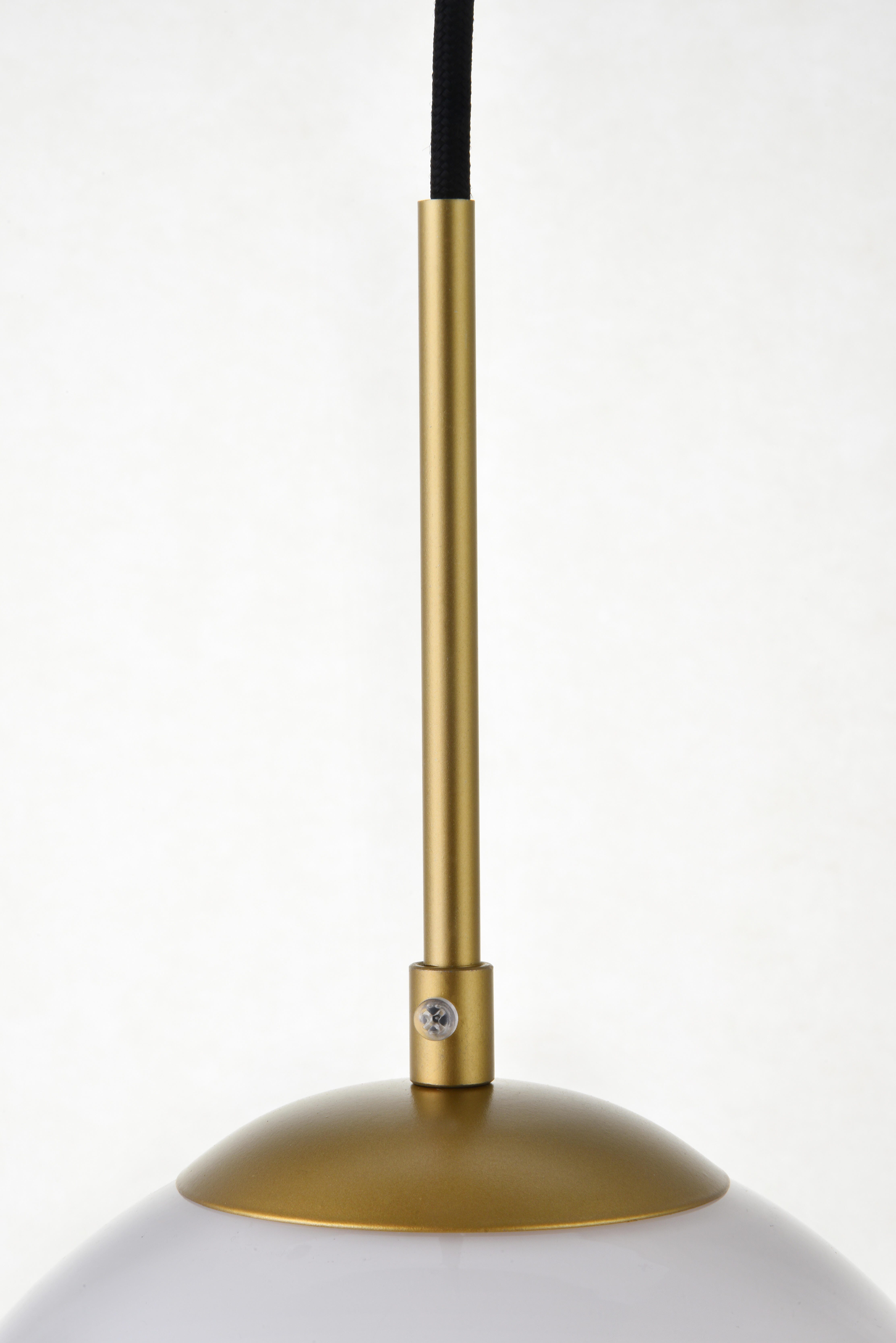 Living District Baxter 1 Light Brass Pendant With Frosted White Glass, Brass/Frosted White, large