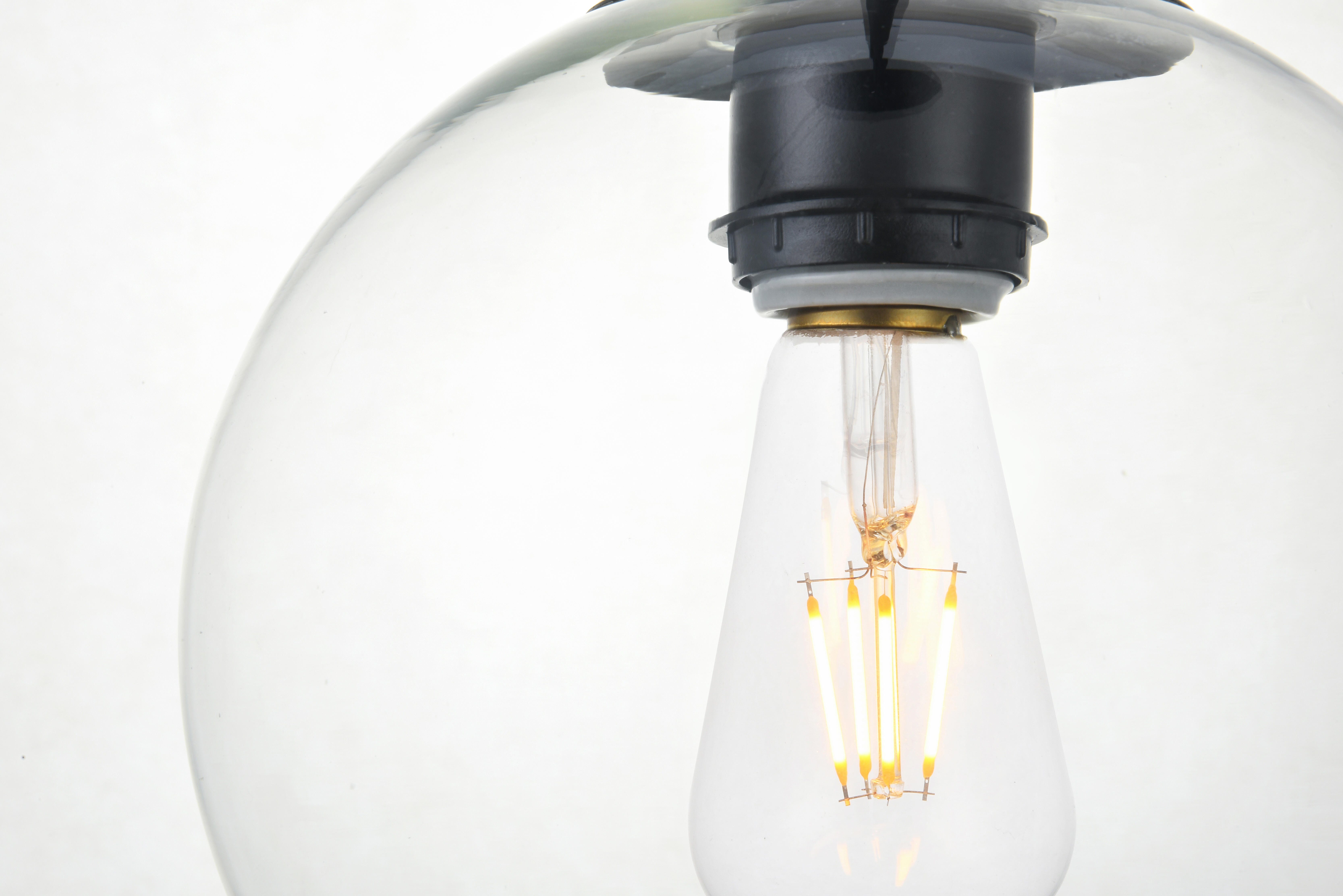 Living District Baxter 3 Lights Black Pendant With Clear Glass, Black/Clear, large