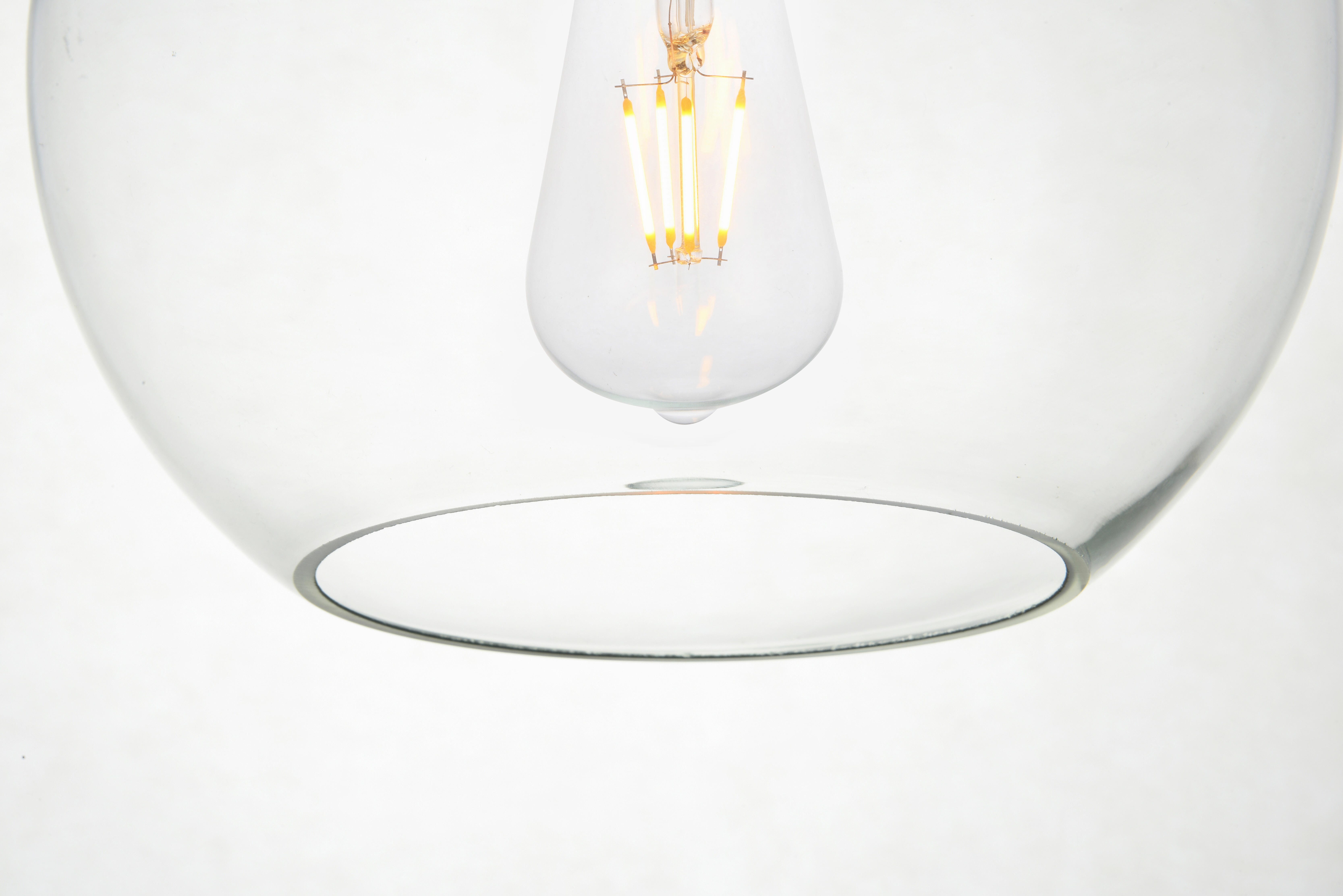 Living District Baxter 3 Lights Black Pendant With Clear Glass, Black/Clear, large