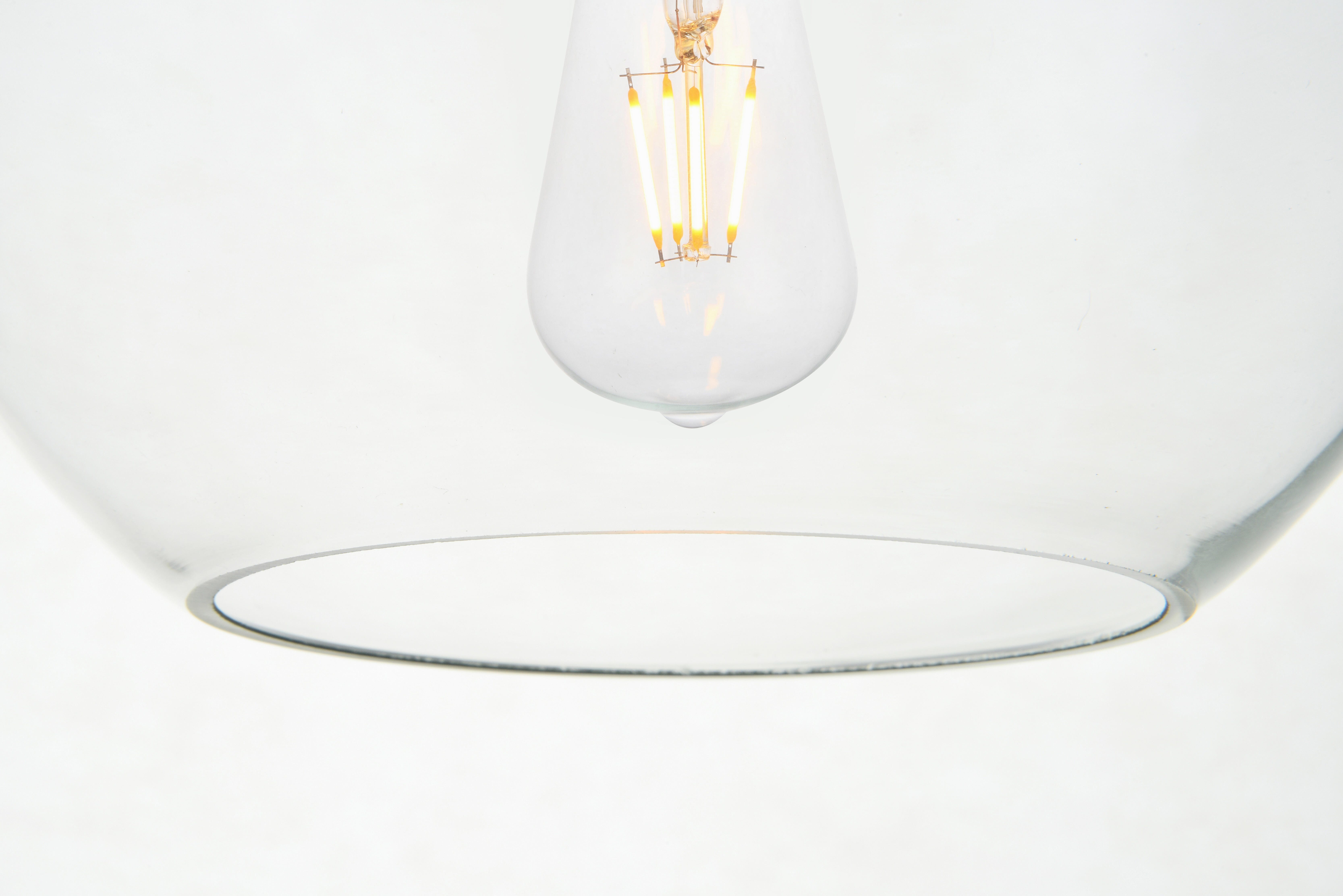 Living District Baxter 3 Lights Brass Pendant With Clear Glass, Brass/Clear, large