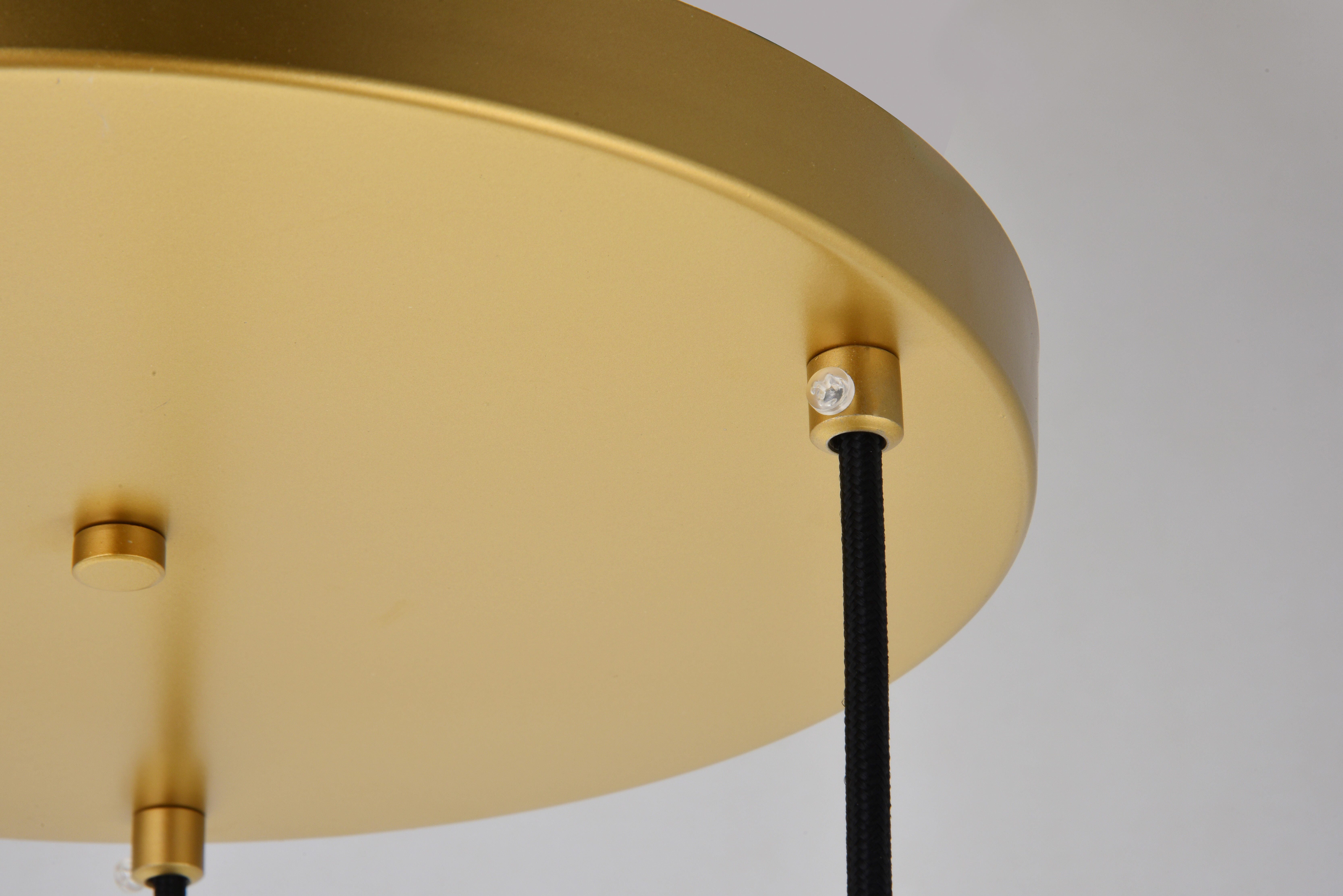 Living District Baxter 3 Lights Brass Pendant With Clear Glass, Brass/Clear, large