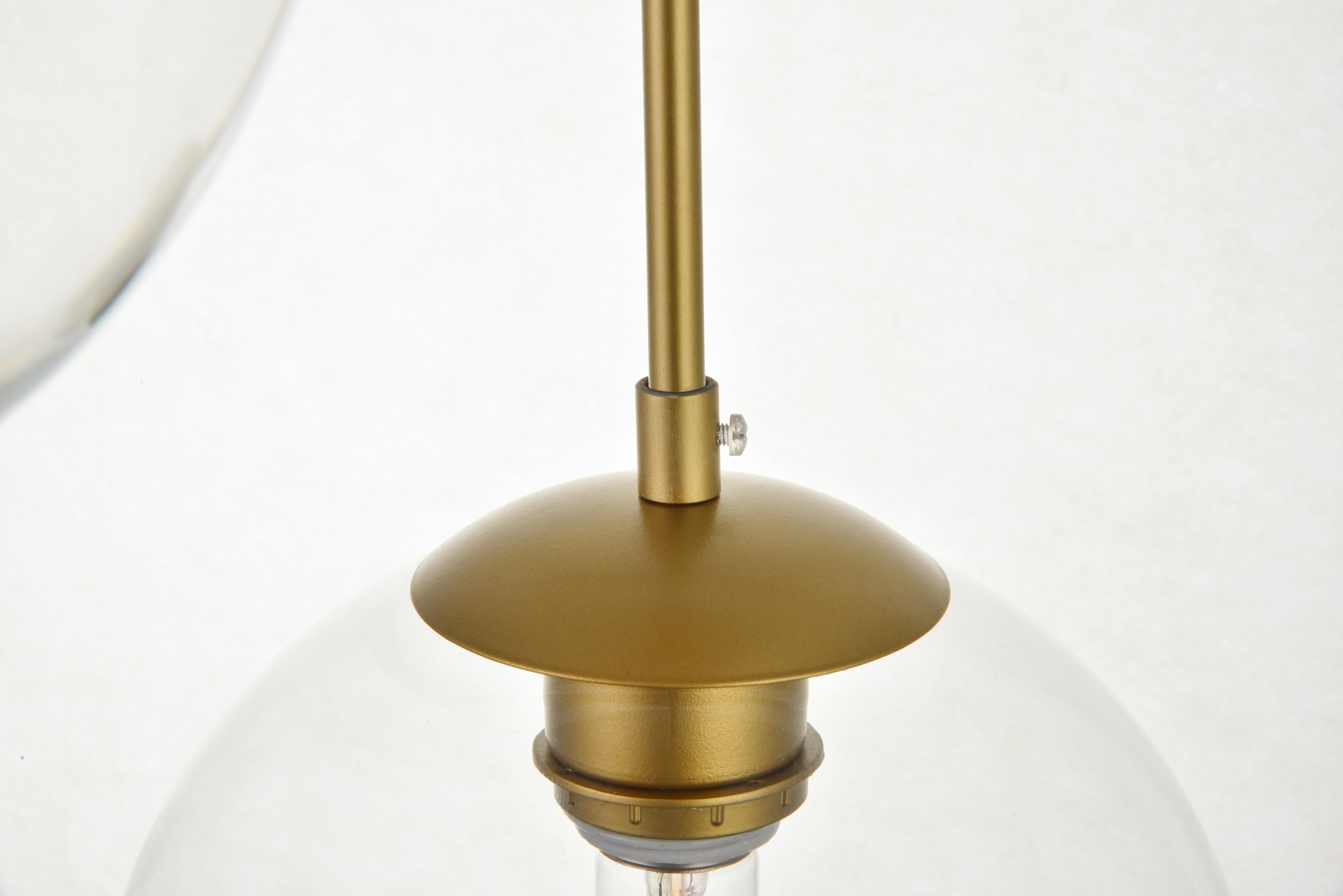 Living District Baxter 3 Lights Brass Pendant With Clear Glass, Brass/Clear, large