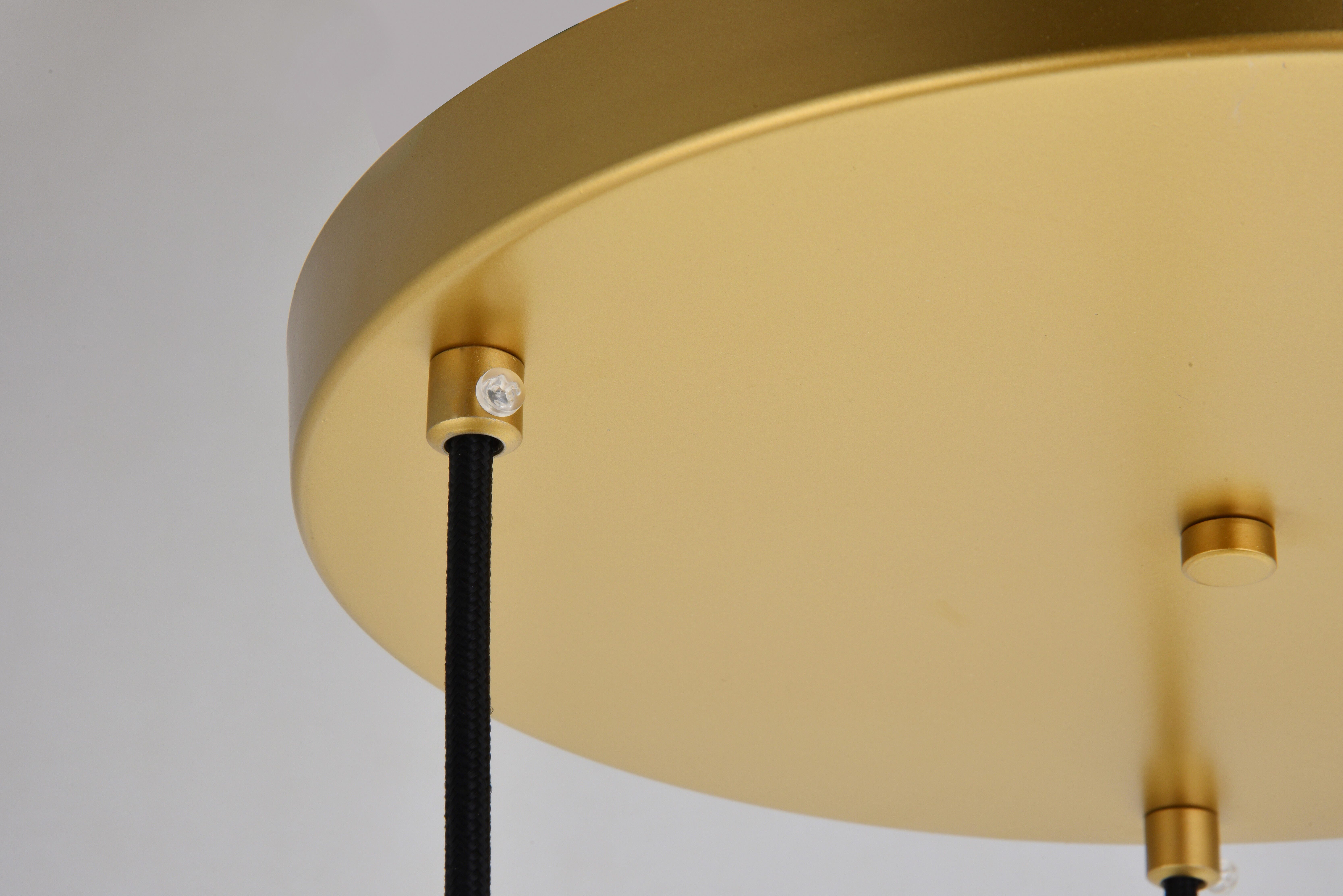 Living District Baxter 3 Lights Brass Pendant With Frosted White Glass, Brass/Frosted White, large