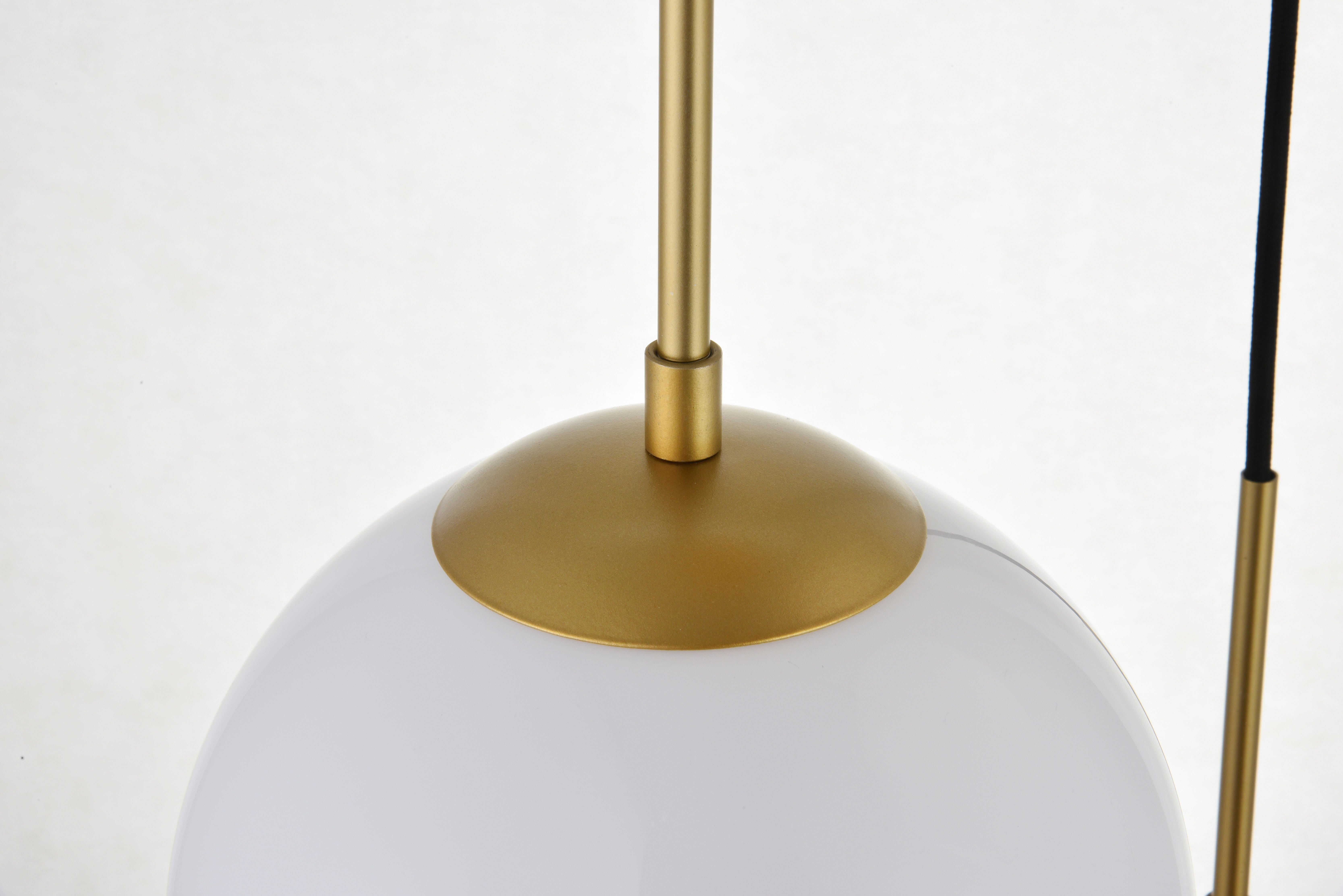 Living District Baxter 3 Lights Brass Pendant With Frosted White Glass, Brass/Frosted White, large