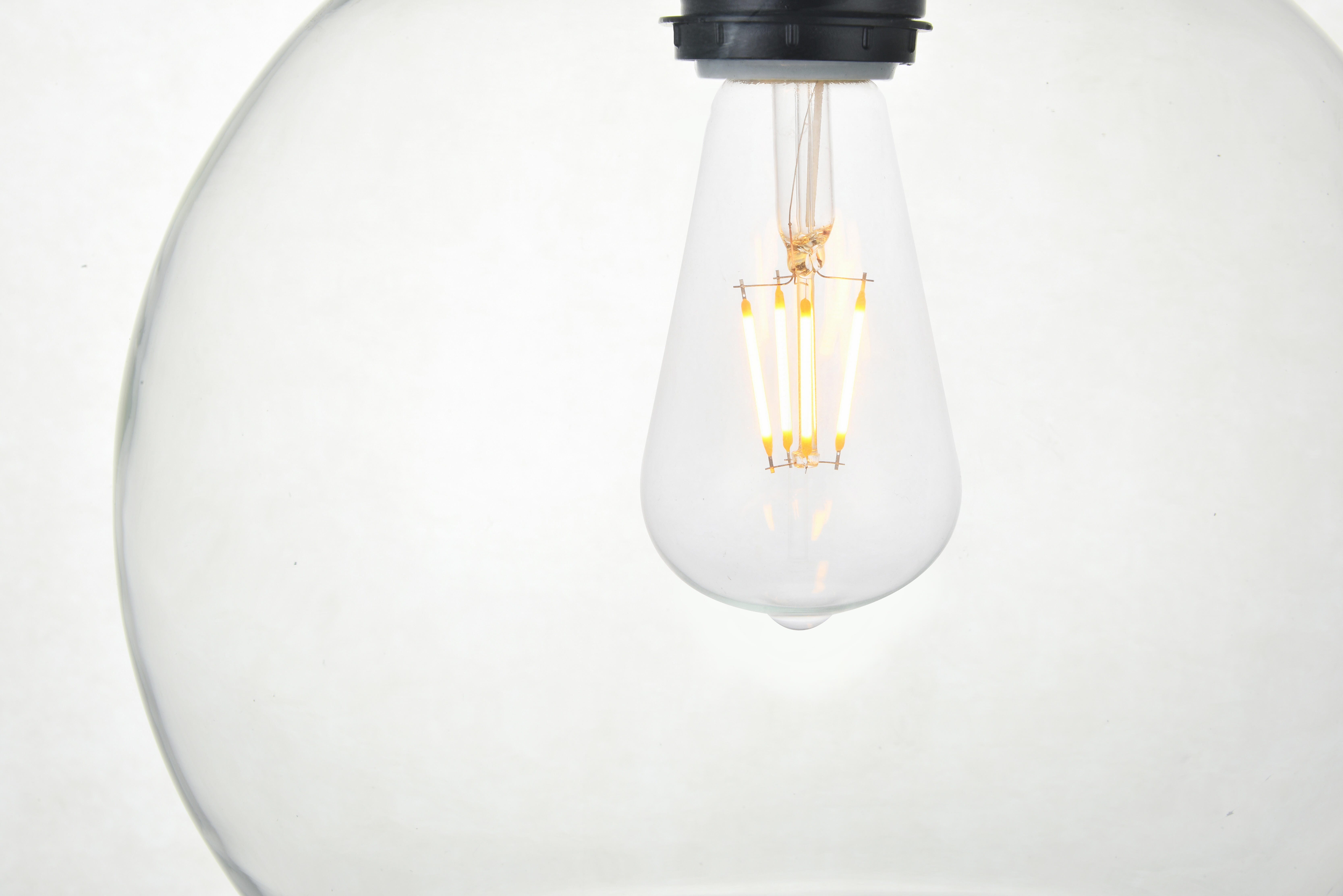 Living District Baxter 1 Light Black Pendant With Clear Glass, Black/Clear, large