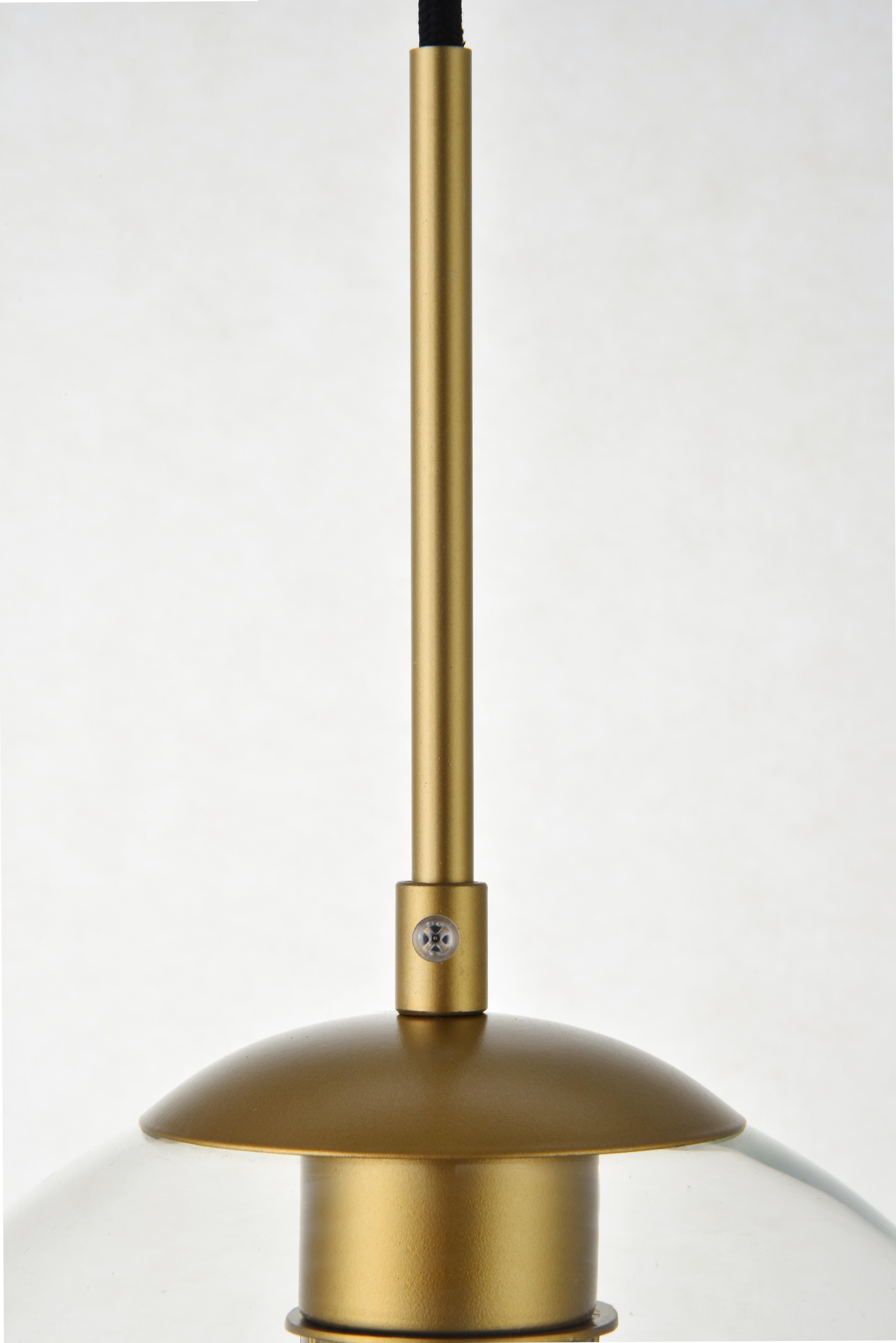 Living District Baxter 1 Light Brass Pendant With Clear Glass, Brass/Clear, large