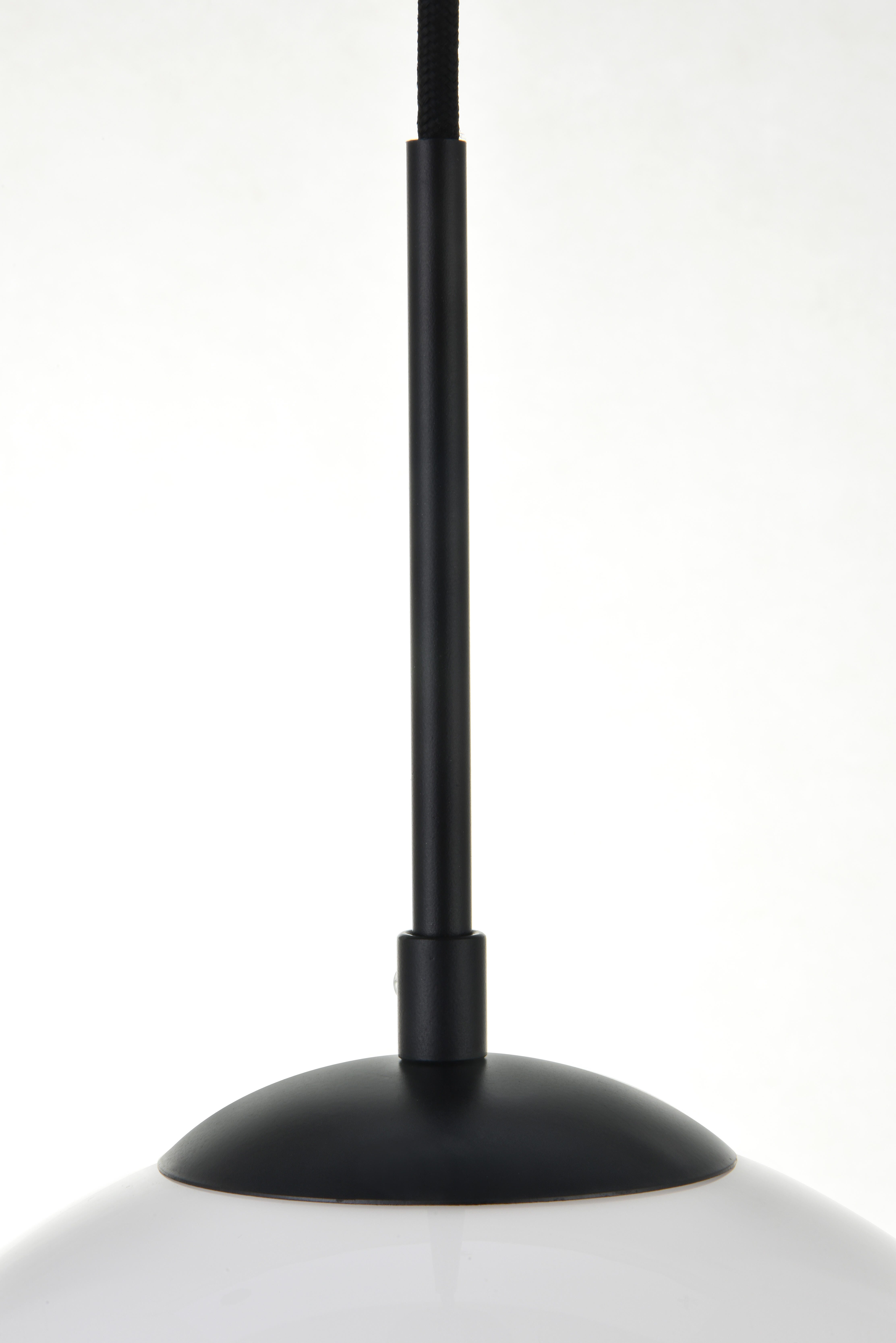 Living District Baxter 1 Light Black Pendant With Frosted White Glass, Black/Frosted White, large