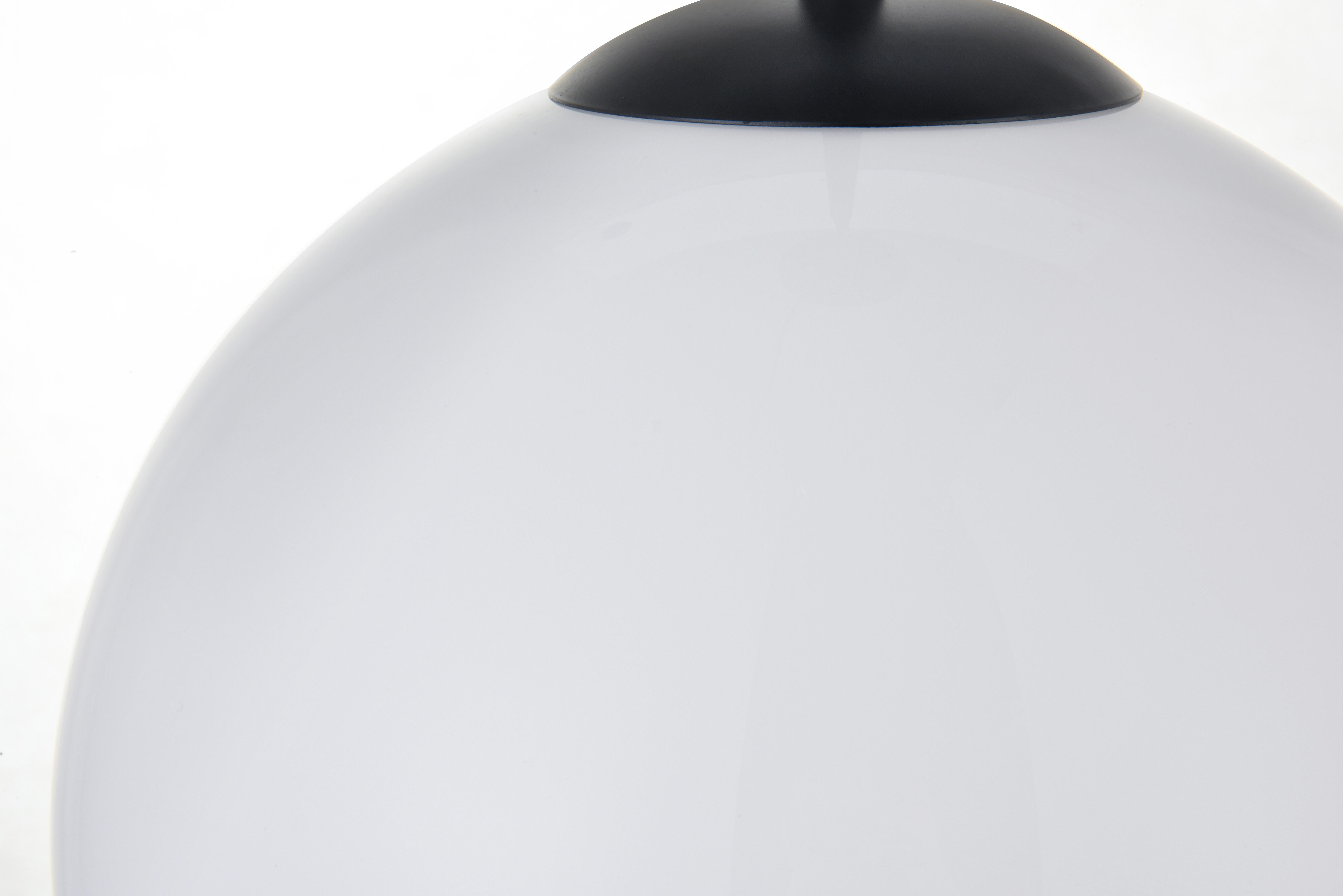 Living District Baxter 1 Light Black Pendant With Frosted White Glass, Black/Frosted White, large