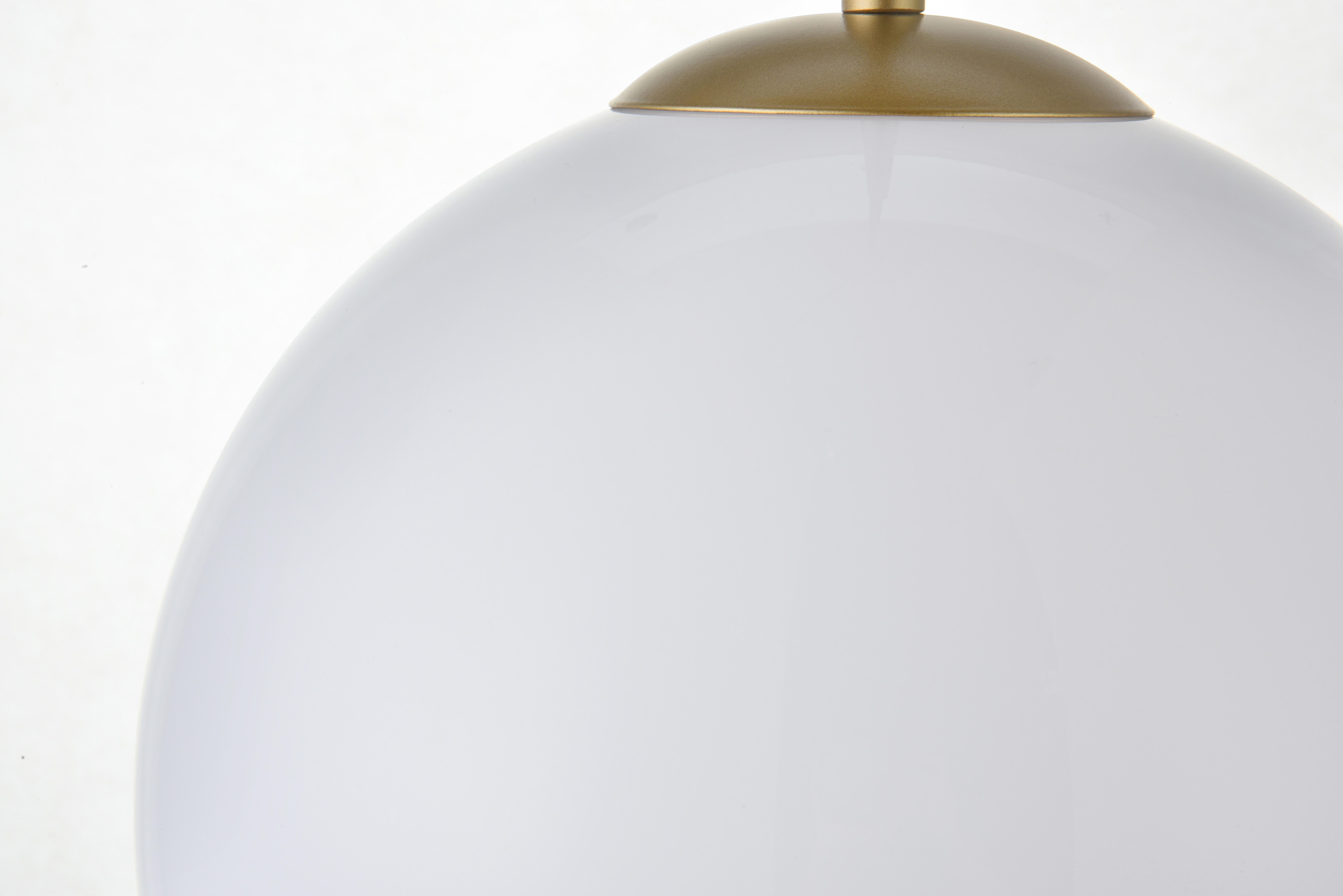 Living District Baxter 1 Light Brass Pendant With Frosted White Glass, Brass/Frosted White, large