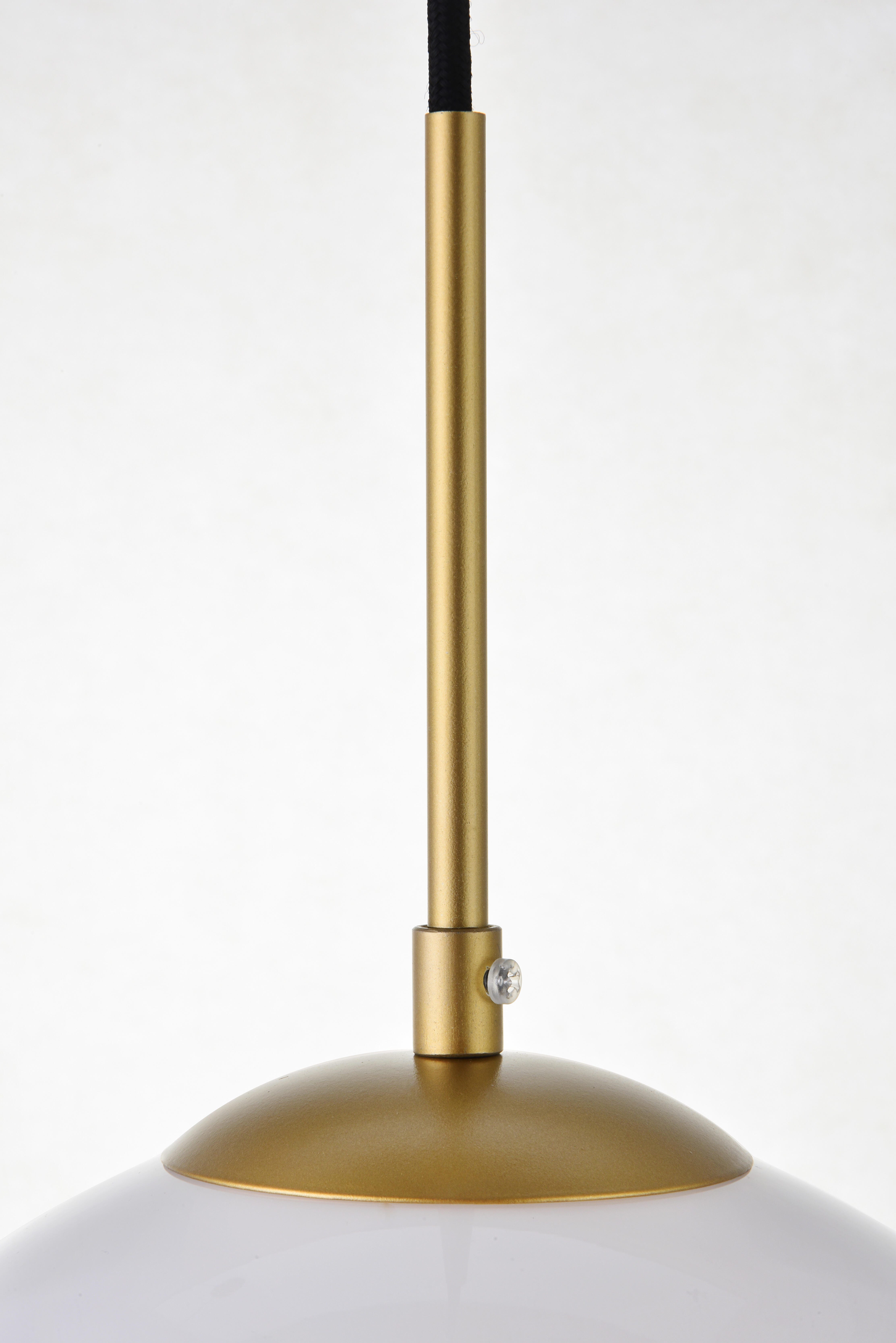 Living District Baxter 1 Light Brass Pendant With Frosted White Glass, Brass/Frosted White, large