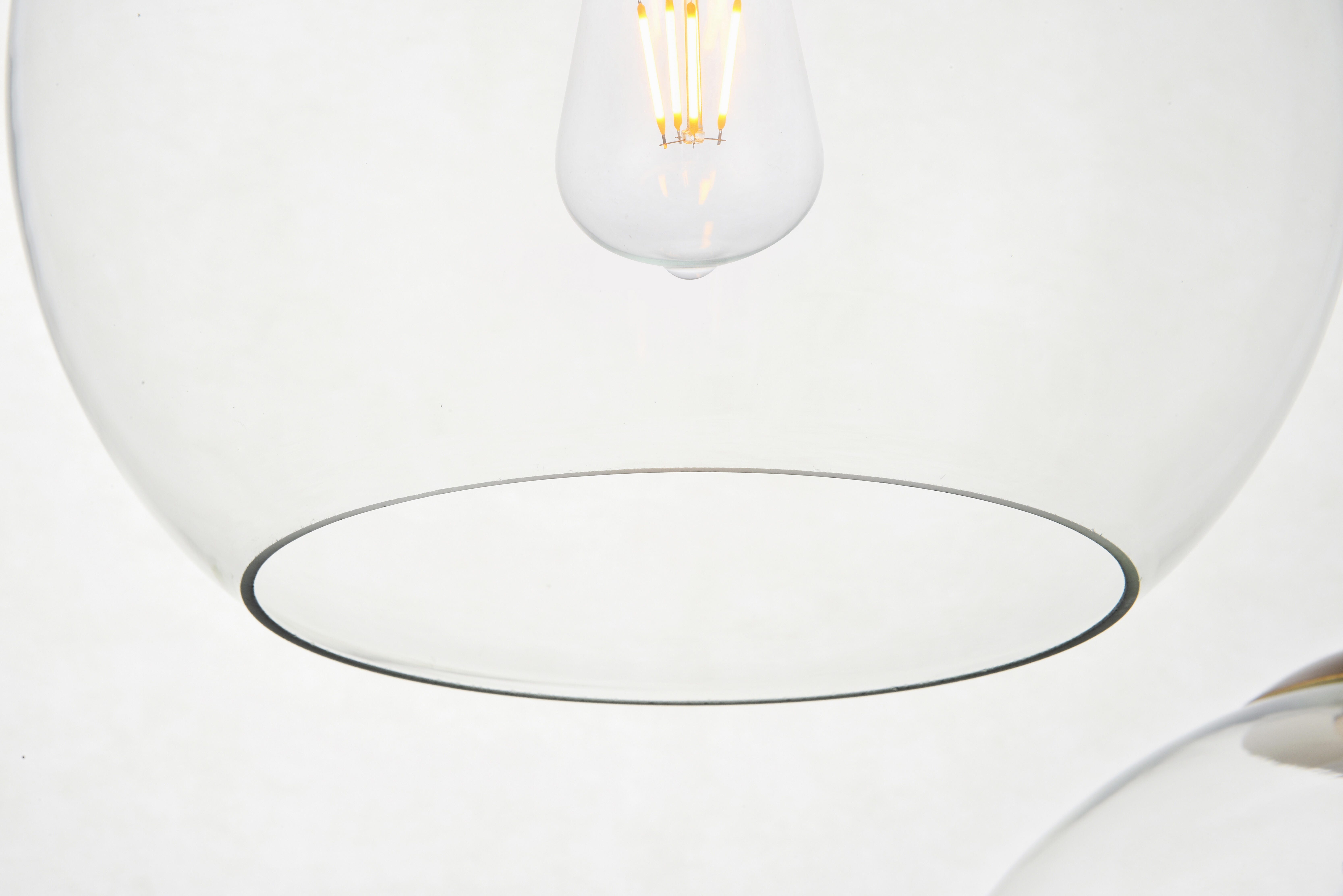 Living District Baxter 3 Lights Brass Pendant With Clear Glass, Brass/Clear, large