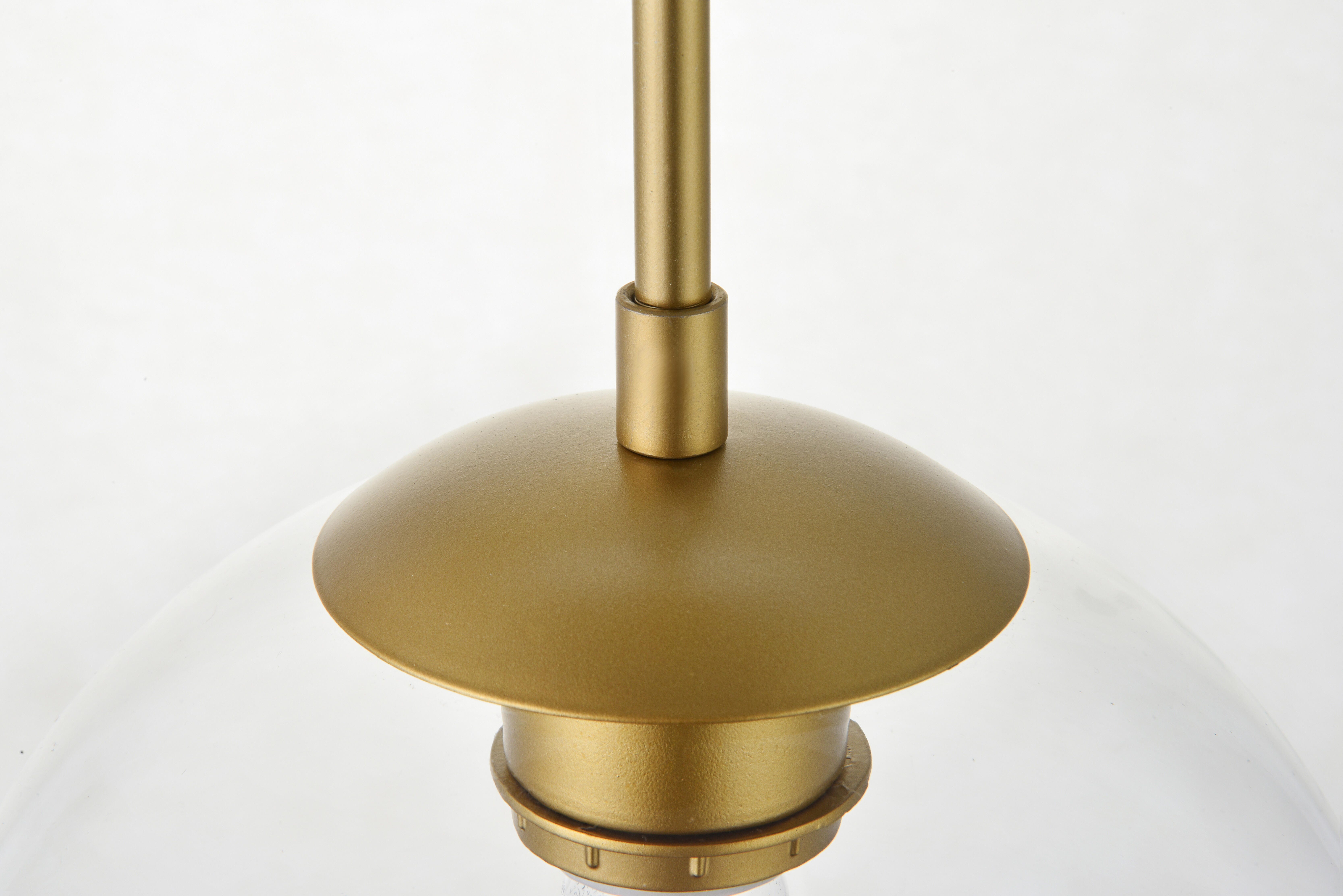 Living District Baxter 3 Lights Brass Pendant With Clear Glass, Brass/Clear, large