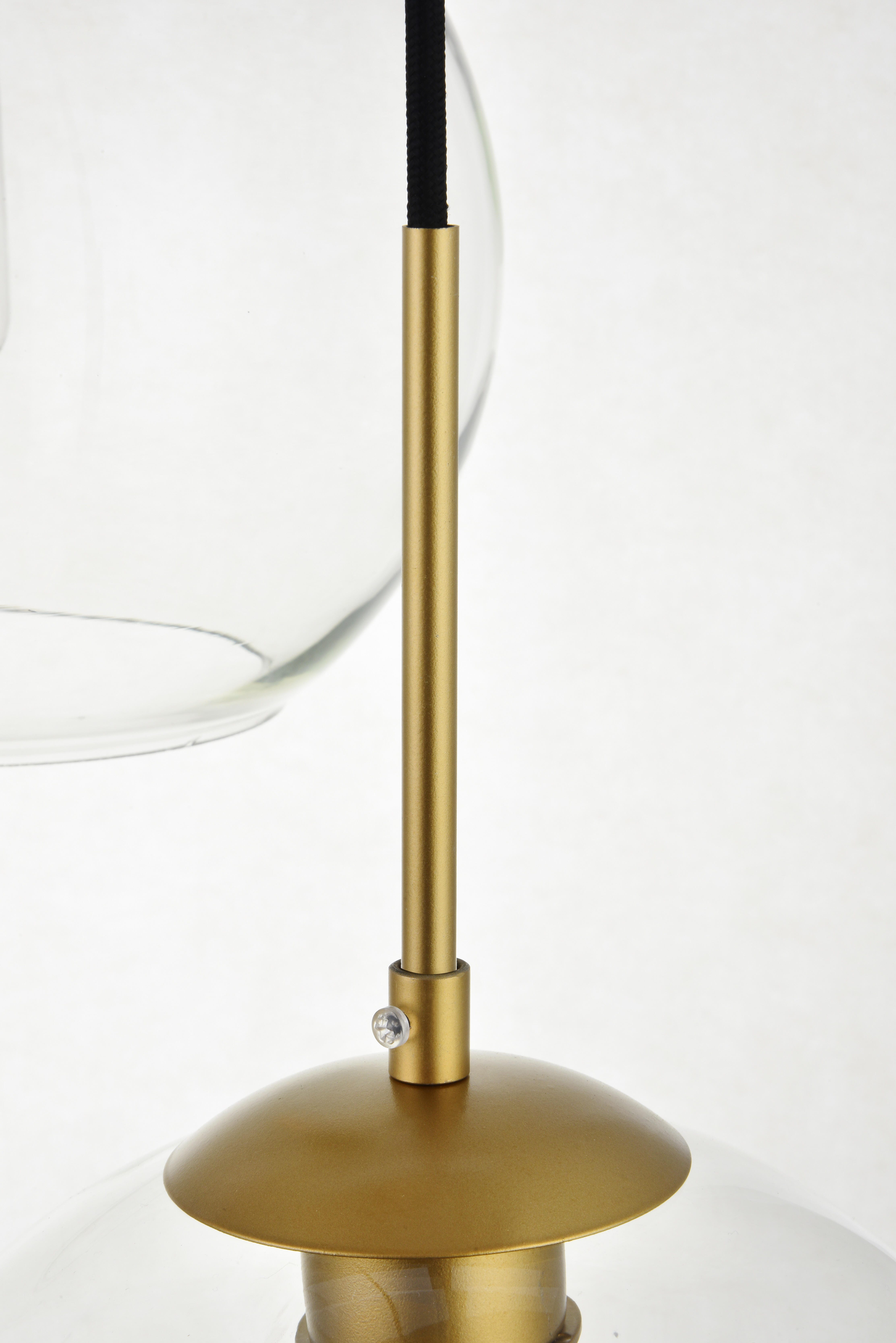 Living District Baxter 3 Lights Brass Pendant With Clear Glass, Brass/Clear, large