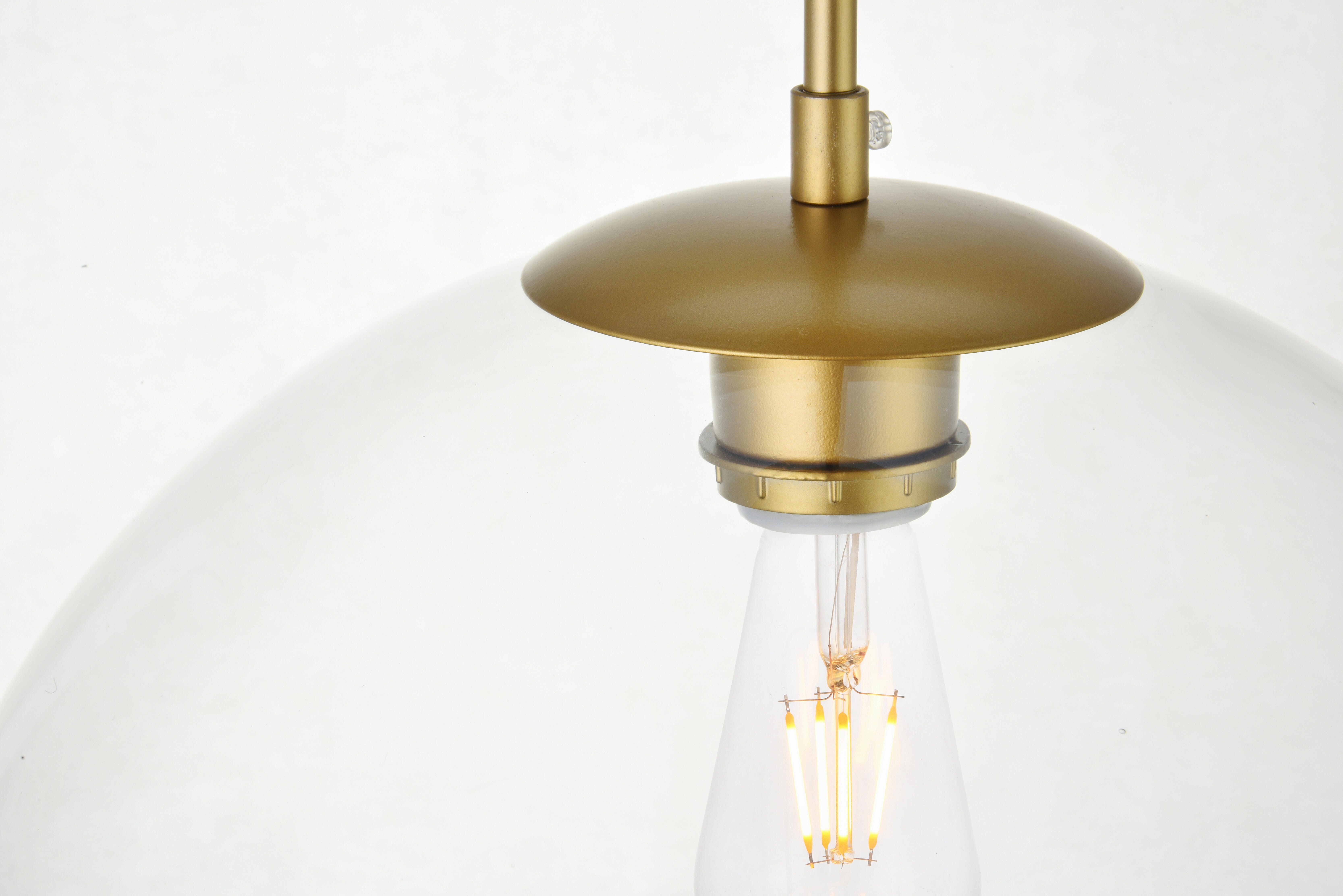 Living District Baxter 1 Light Brass Pendant With Clear Glass, Brass/Clear, large