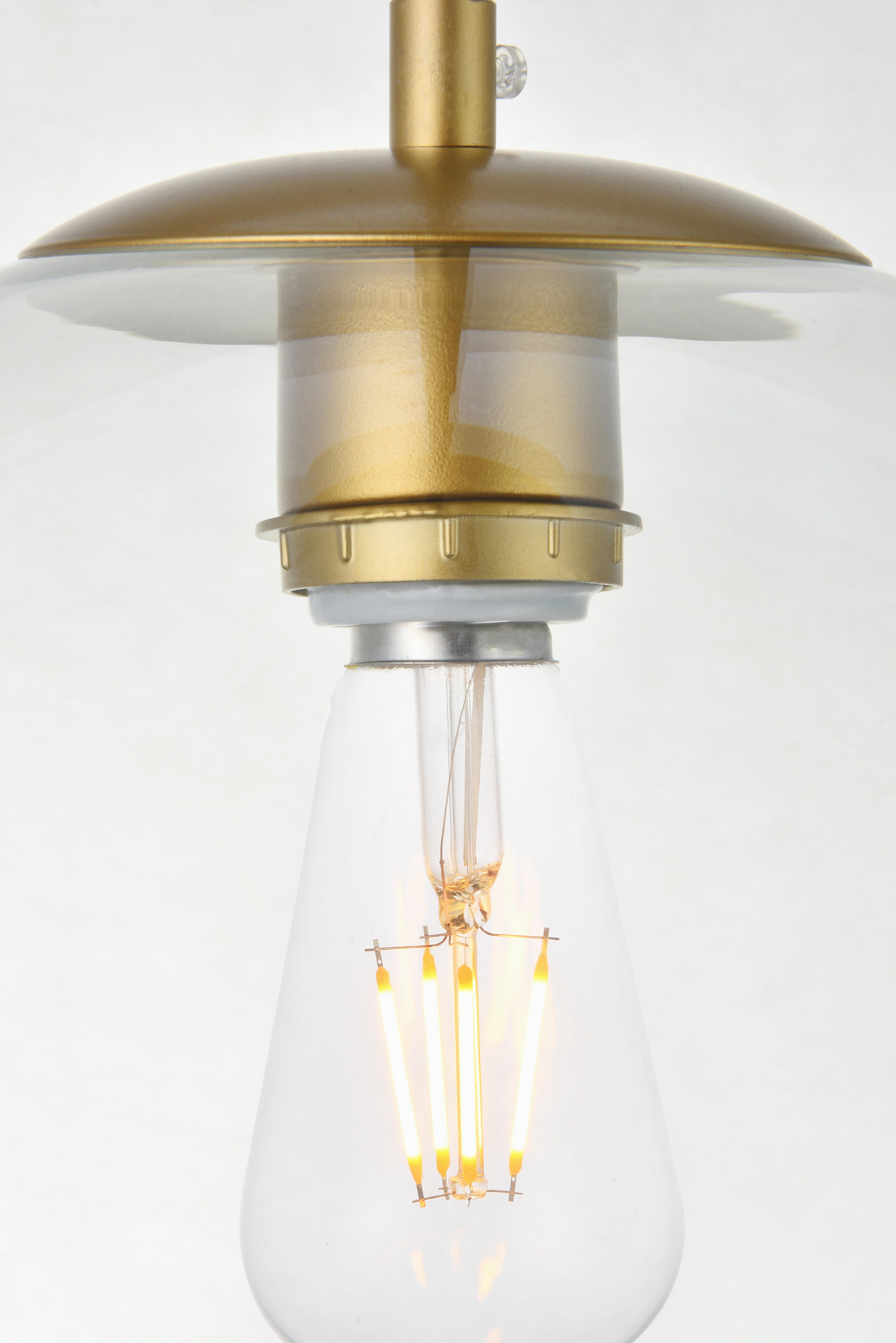Living District Baxter 1 Light Brass Pendant With Clear Glass, Brass/Clear, large