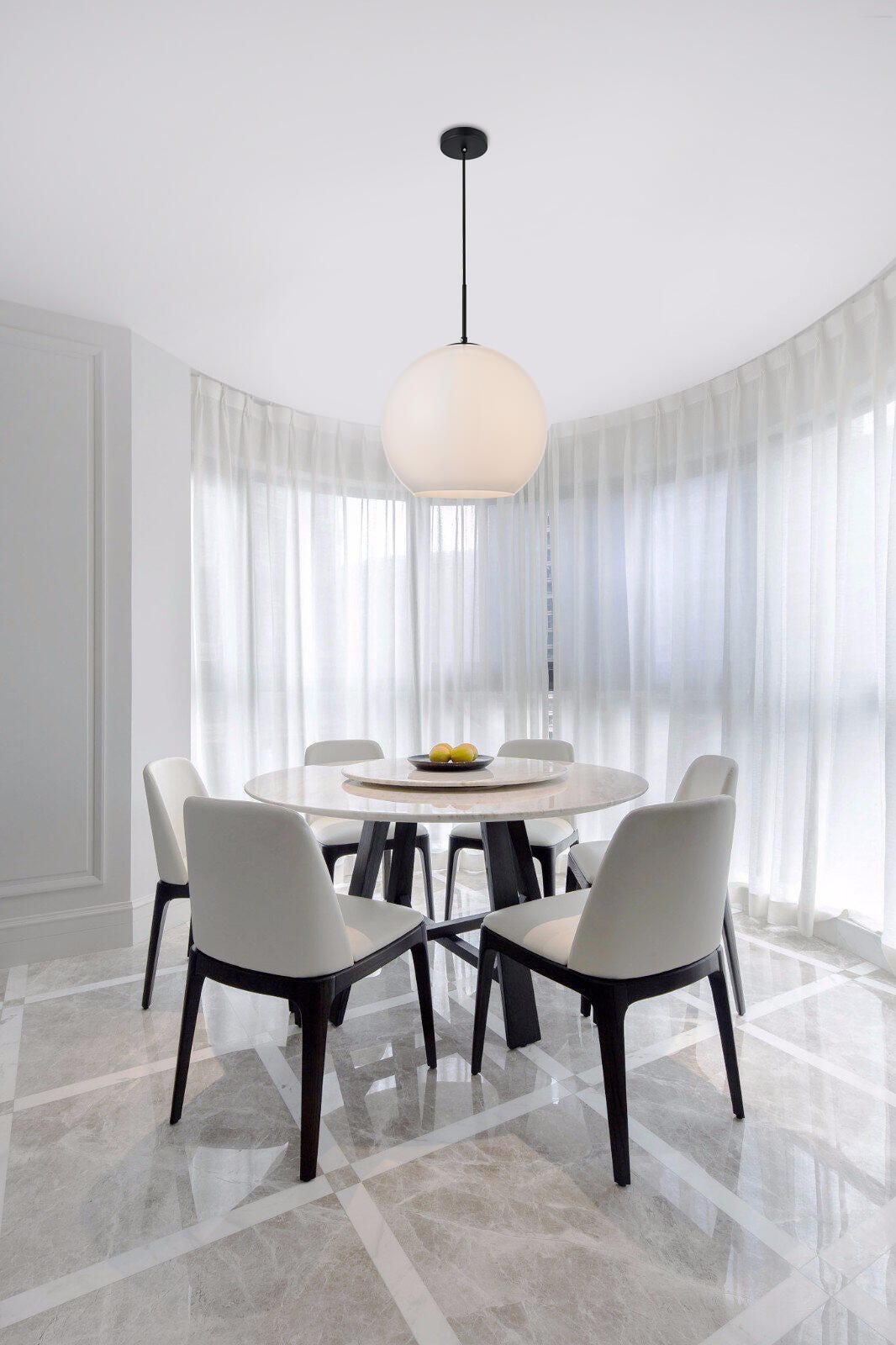 Living District Baxter 1 Light Black Pendant With Frosted White Glass, Black/Frosted White, rollover