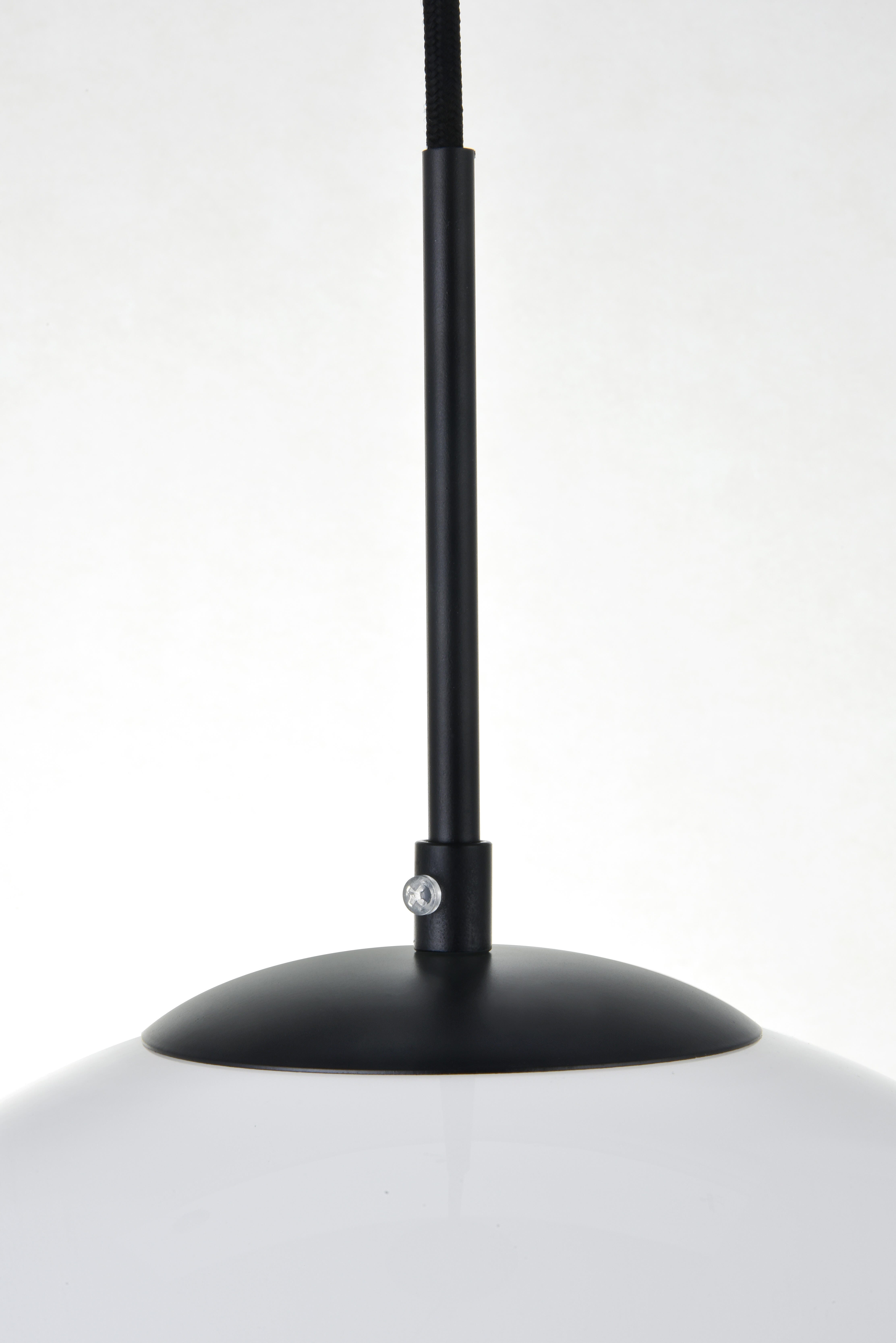 Living District Baxter 1 Light Black Pendant With Frosted White Glass, Black/Frosted White, large