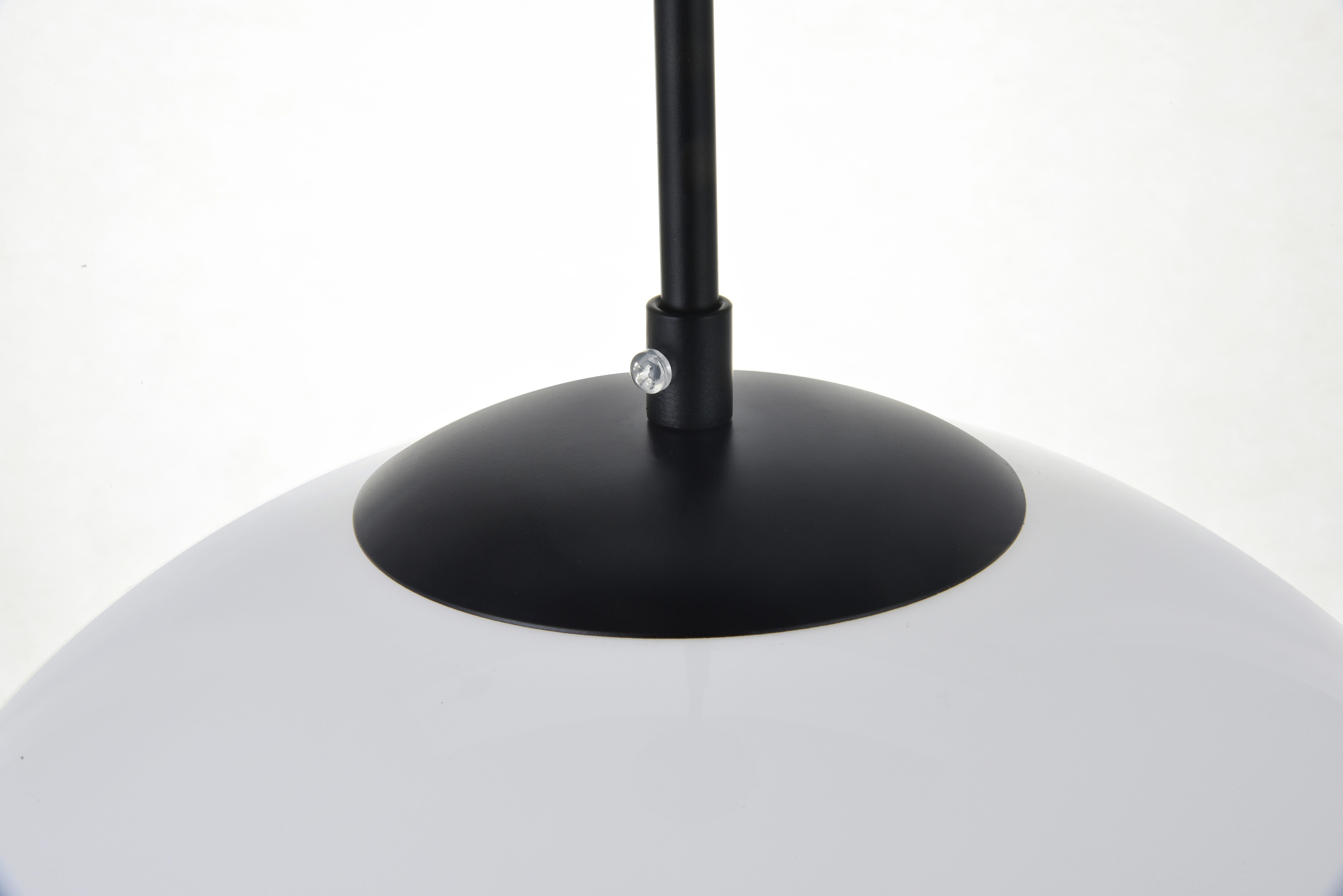 Living District Baxter 1 Light Black Pendant With Frosted White Glass, Black/Frosted White, large