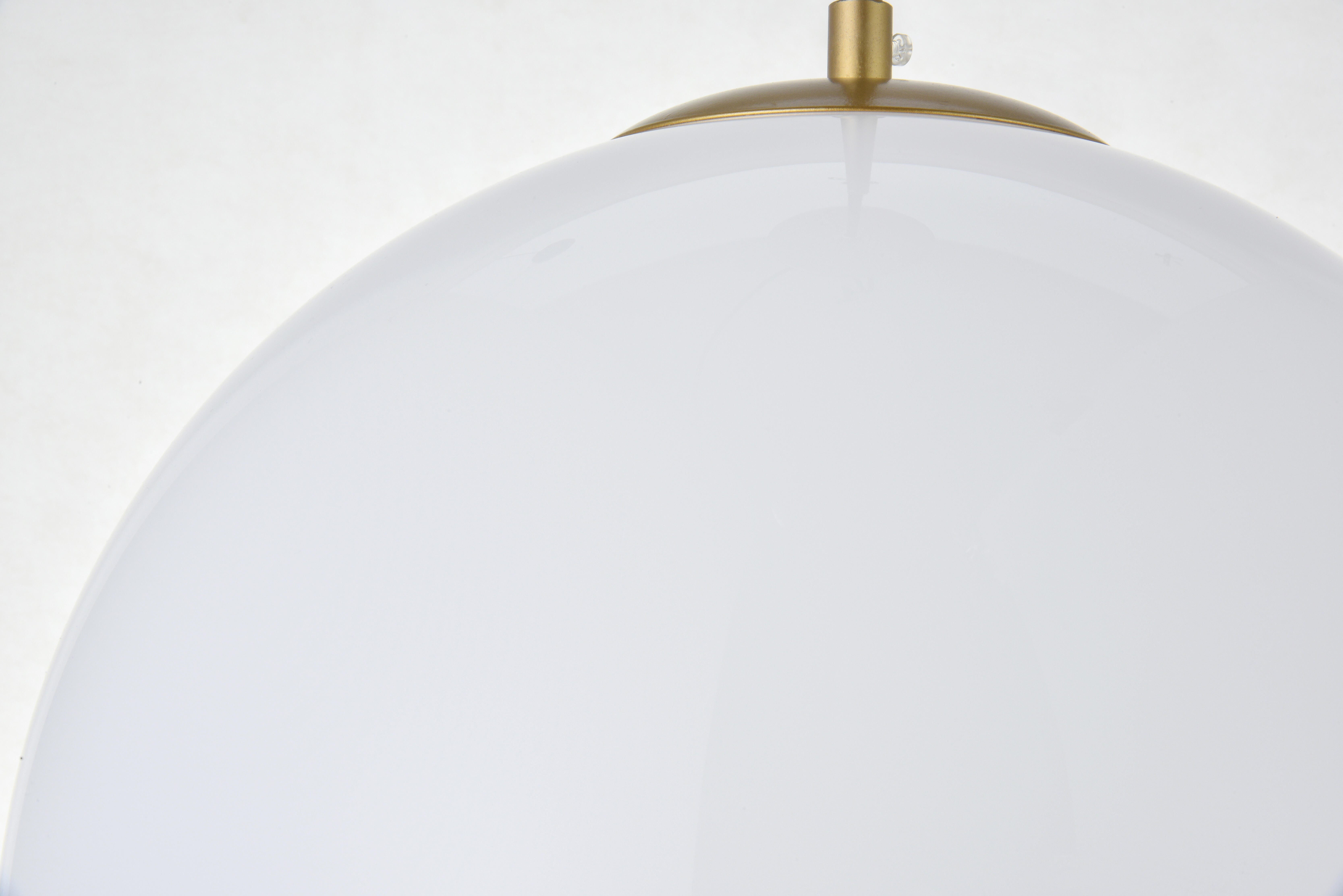 Living District Baxter 1 Light Brass Pendant With Frosted White Glass, Brass/Frosted White, large