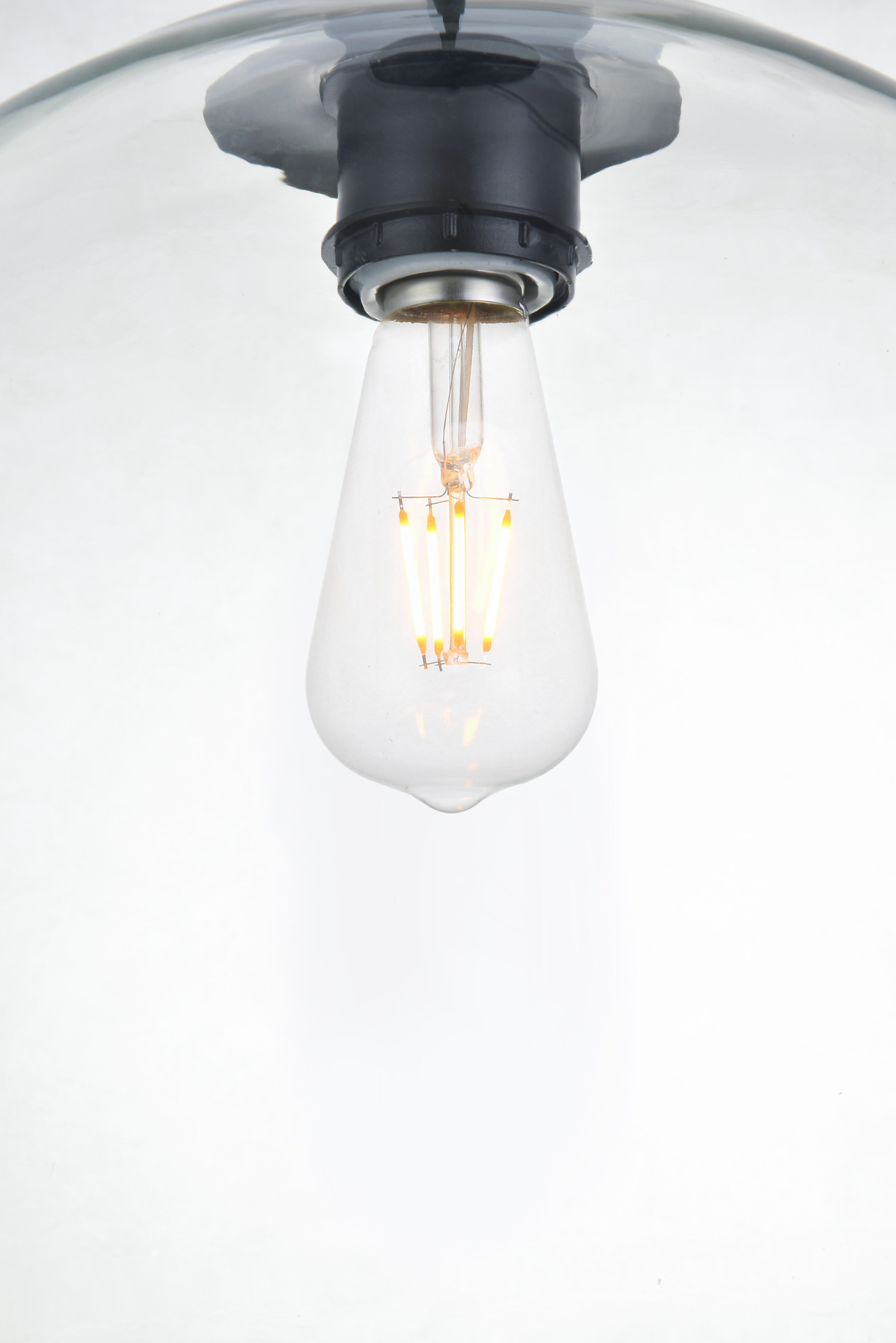 Living District Baxter 3 Lights Black Pendant With Clear Glass, Black/Clear, large