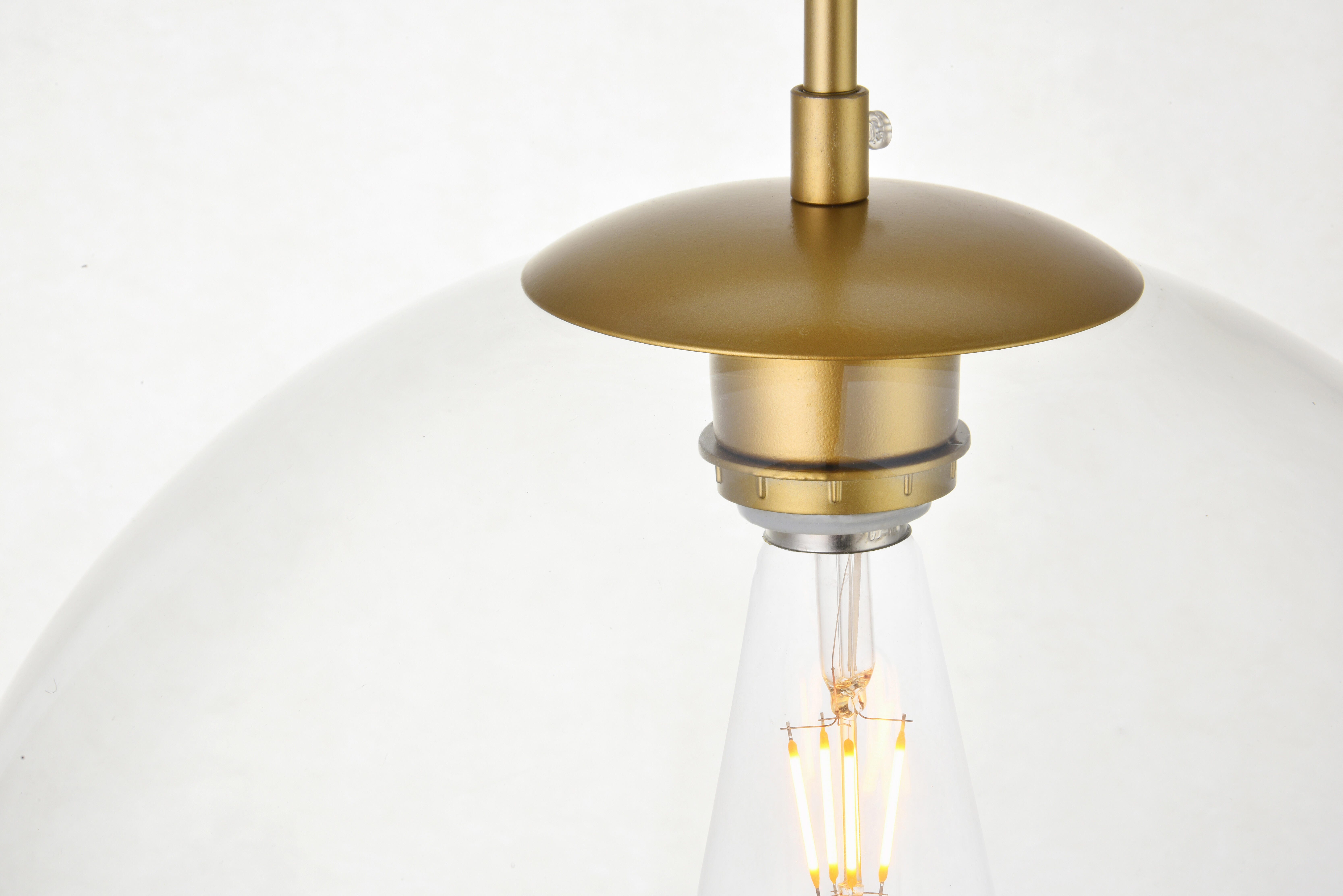 Living District Baxter 3 Lights Brass Pendant With Clear Glass, Brass/Clear, large
