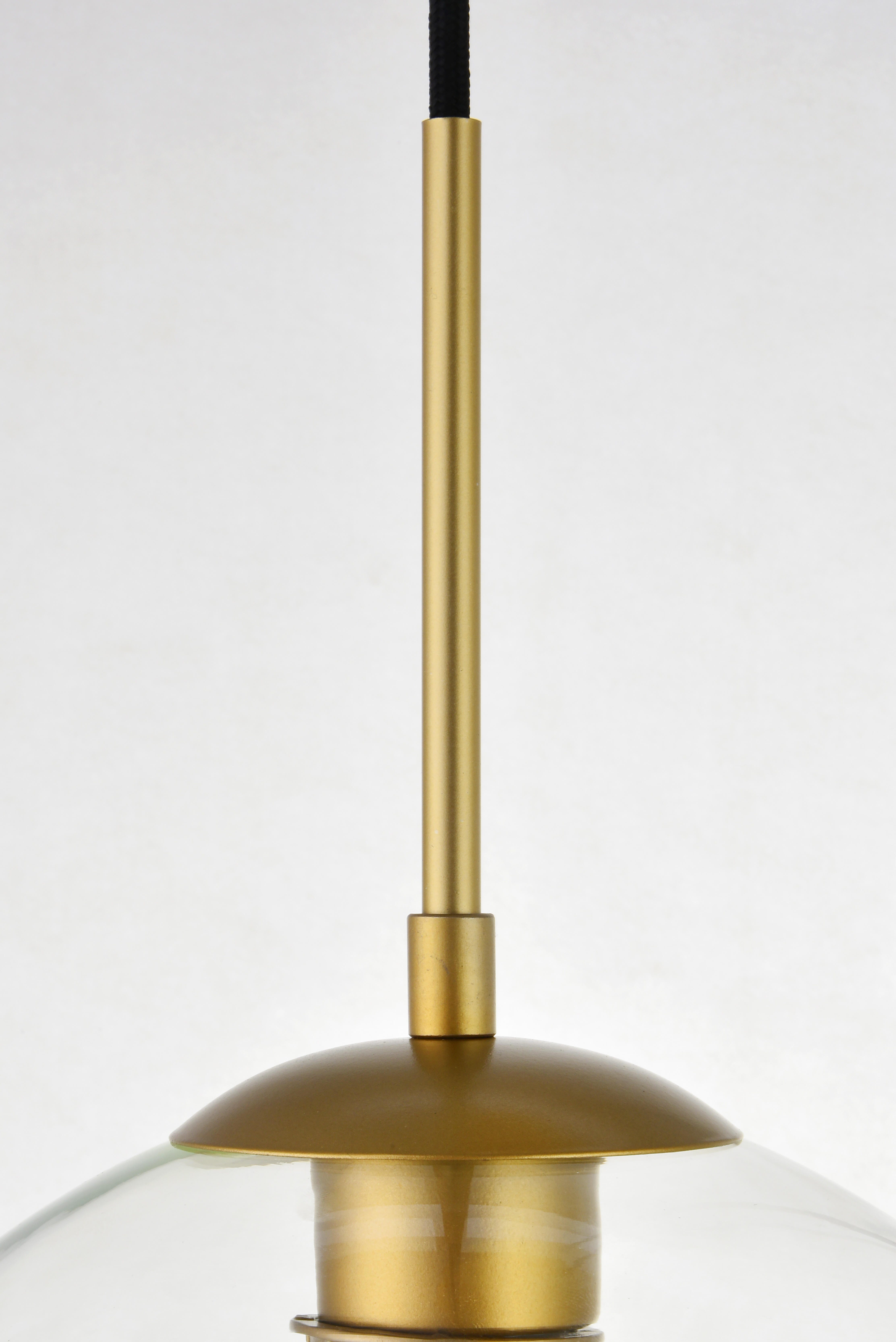 Living District Baxter 3 Lights Brass Pendant With Clear Glass, Brass/Clear, large