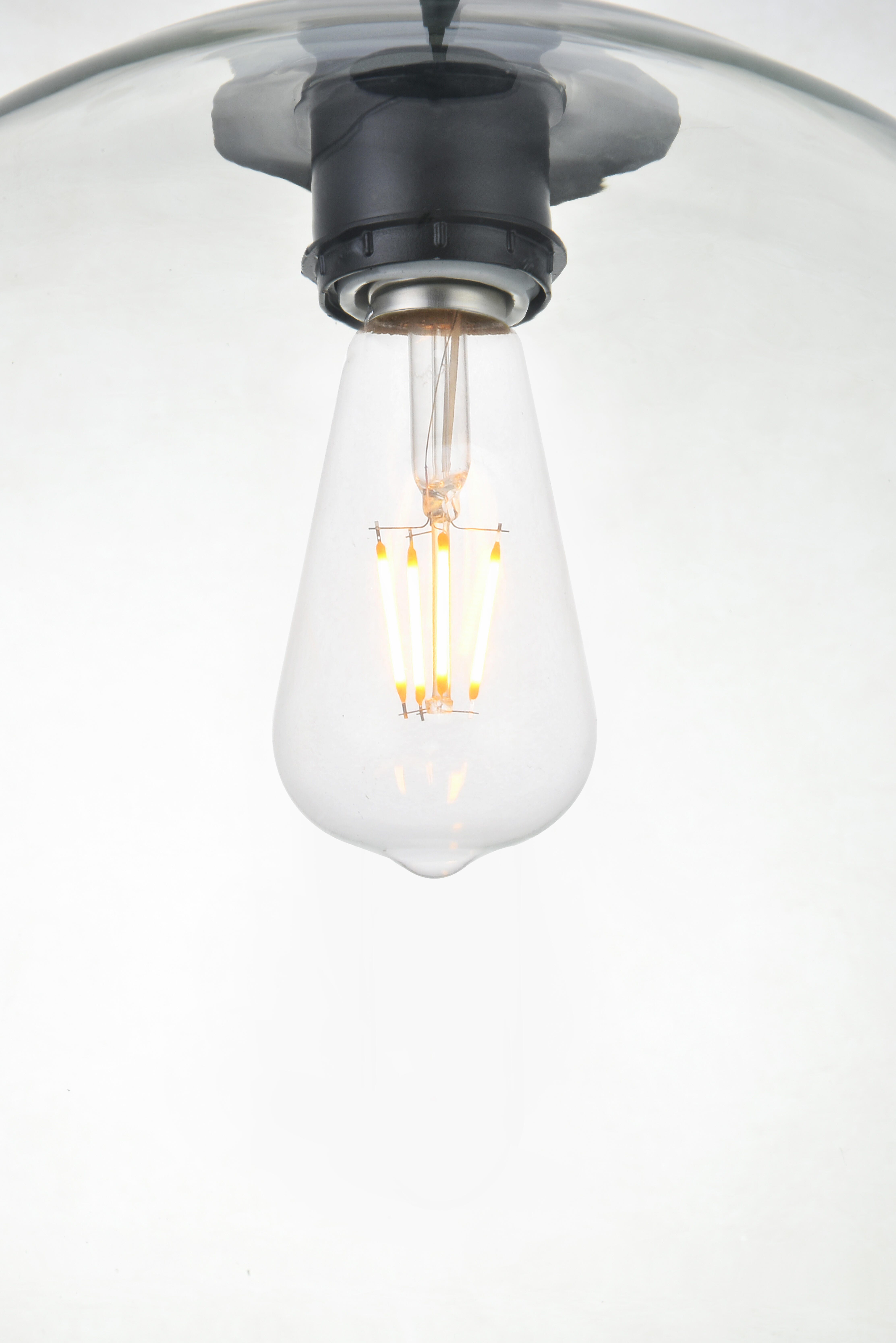 Living District Baxter 1 Light Black Pendant With Clear Glass, Black/Clear, large