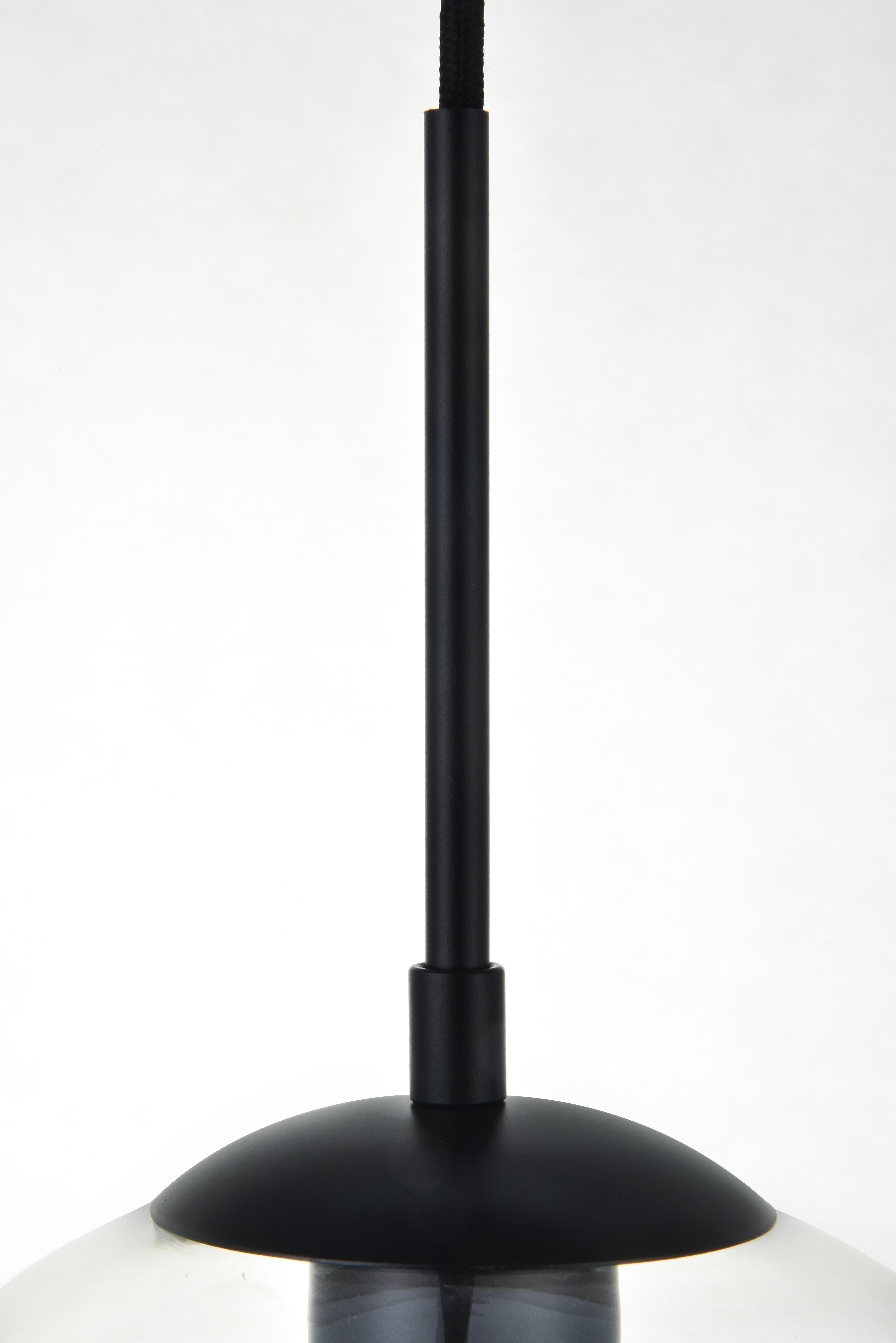 Living District Baxter 1 Light Black Pendant With Clear Glass, Black/Clear, large