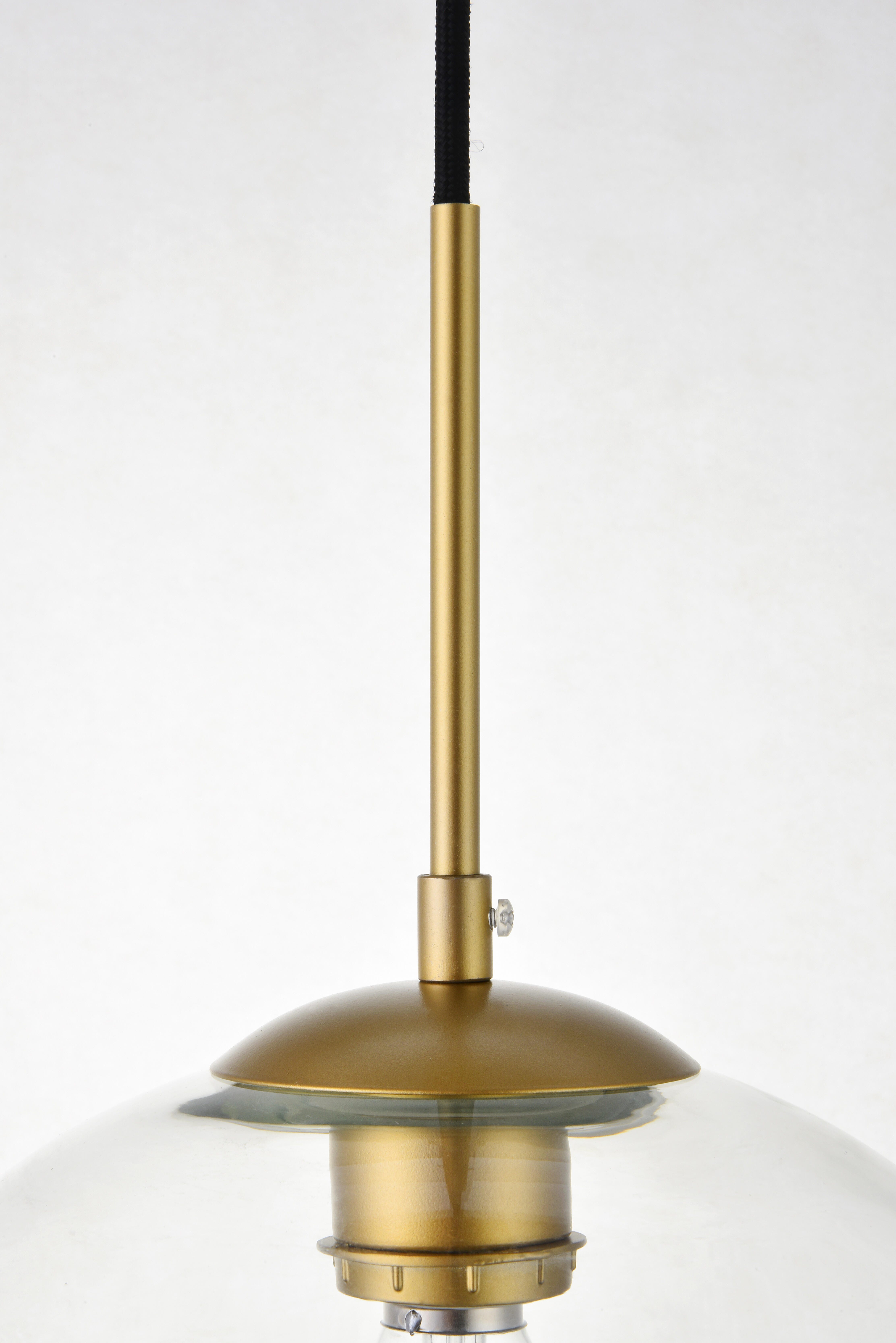 Living District Baxter 1 Light Brass Pendant With Clear Glass, Brass/Clear, large