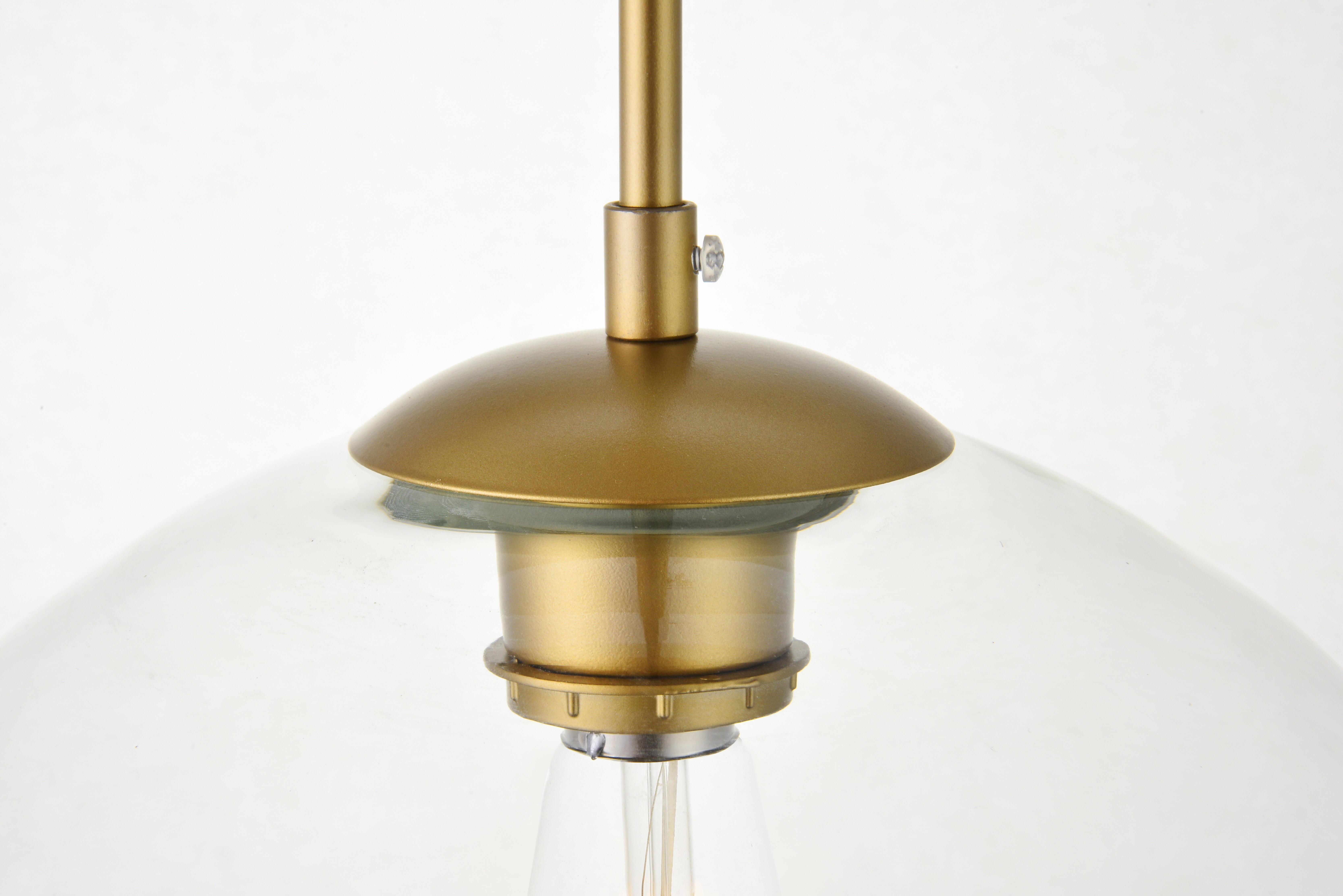 Living District Baxter 1 Light Brass Pendant With Clear Glass, Brass/Clear, large
