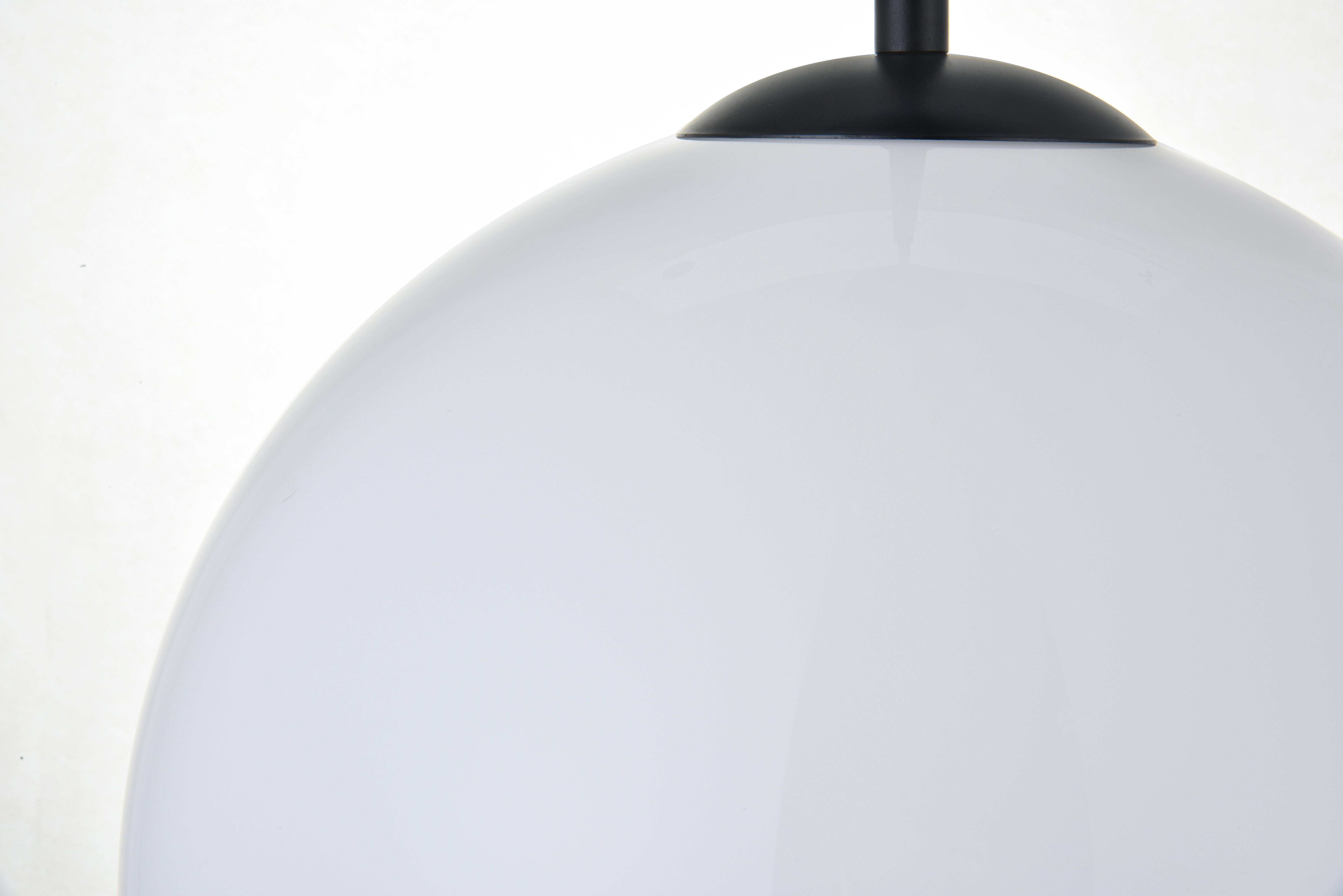 Living District Baxter 1 Light Black Pendant With Frosted White Glass, Black/Frosted White, large