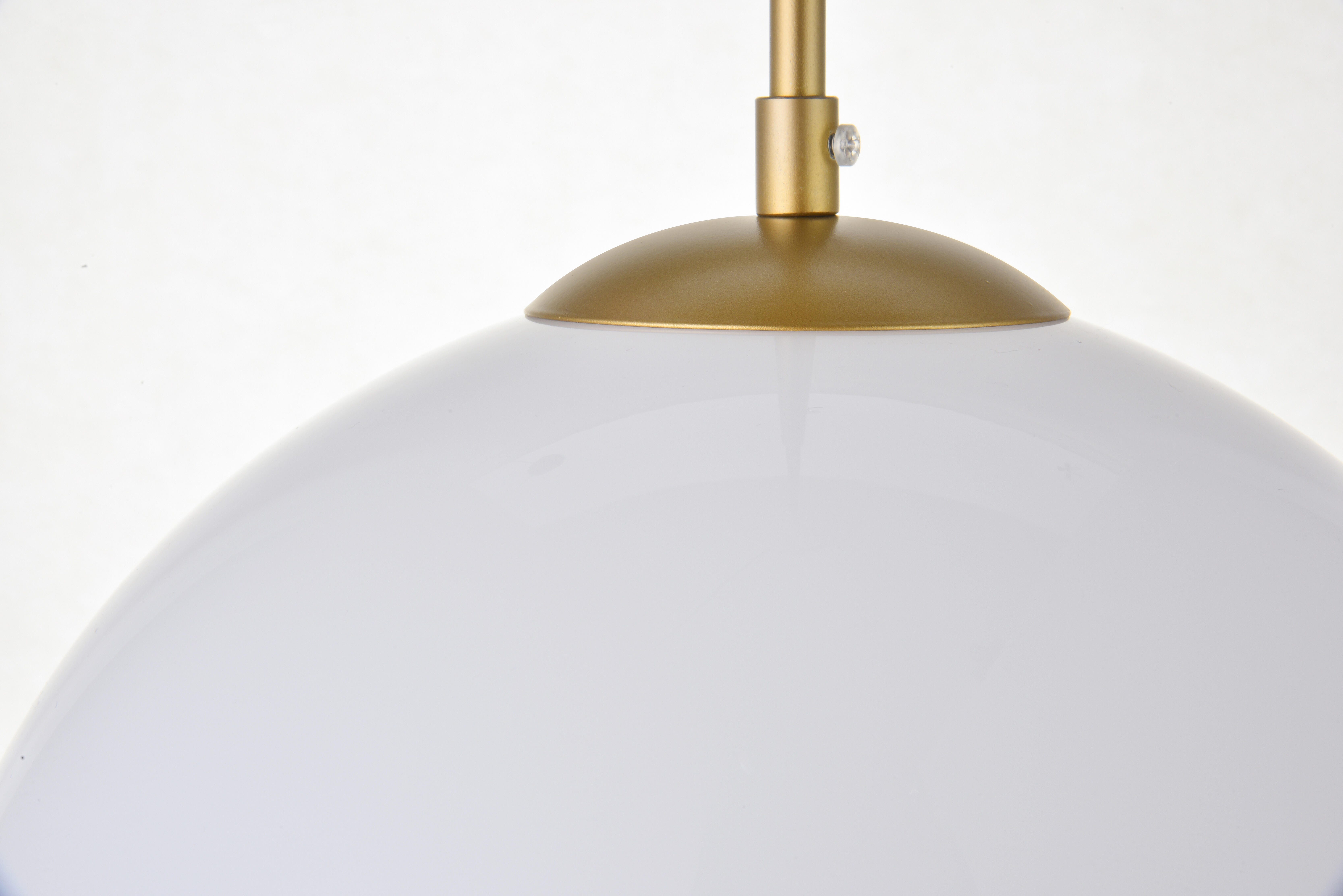 Living District Baxter 1 Light Brass Pendant With Frosted White Glass, Brass/Frosted White, large
